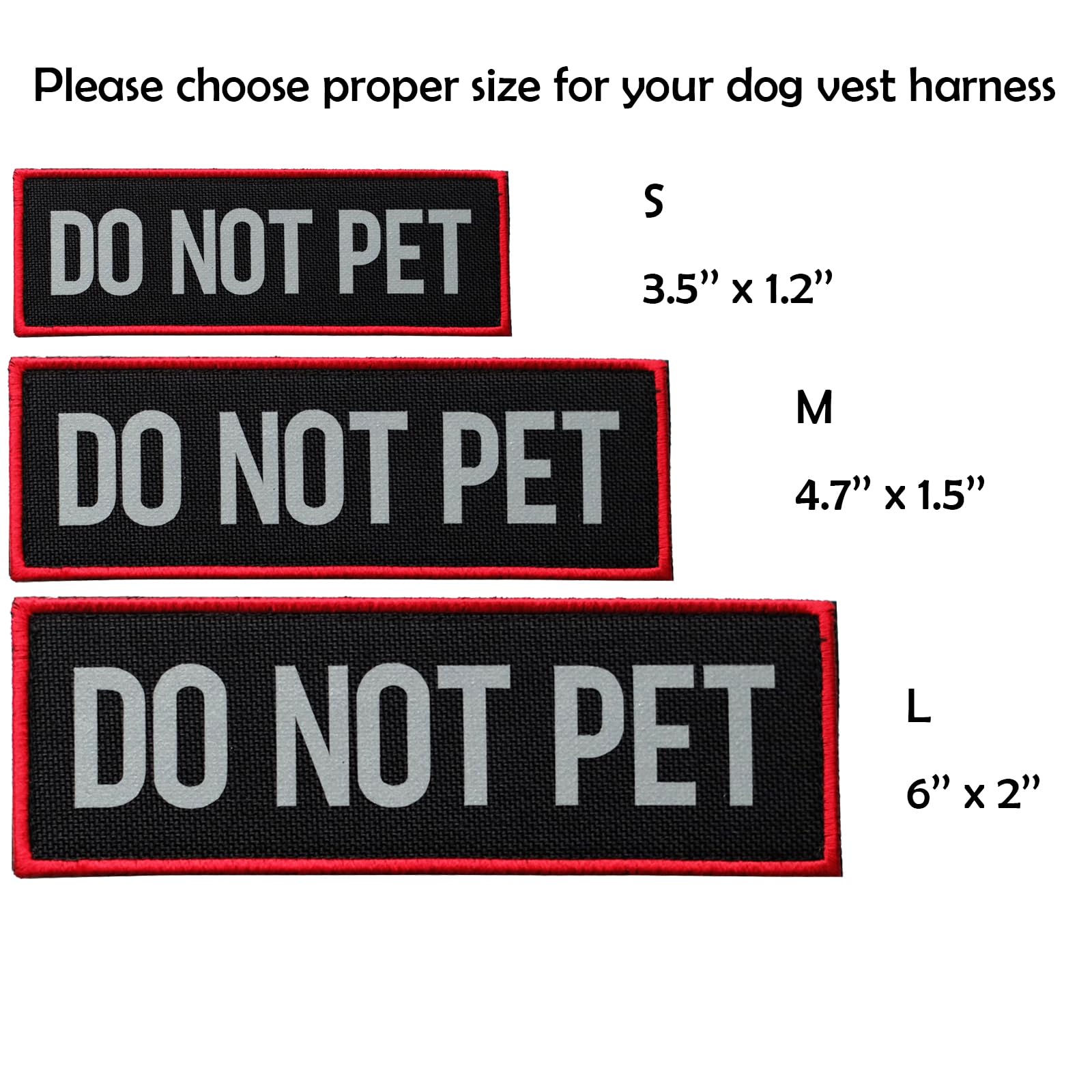 FITZNORA 2 Pcs Reflective Do Not Pet Patch Set with Hook and Loop Fastener, Embroidered Border with Printed Letters Patch for Do
