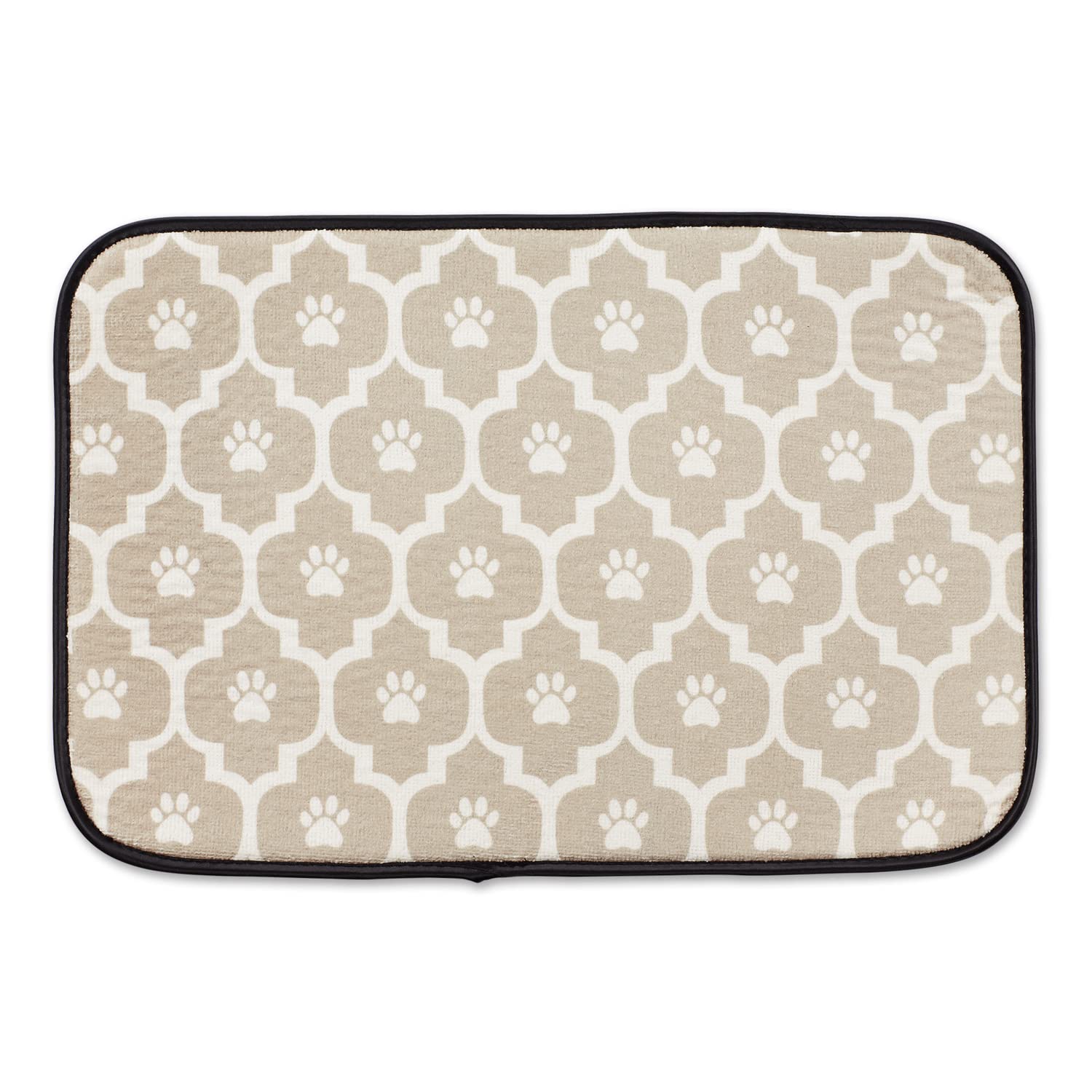 Bone Dry Machine Washable, Ultra Absorbent Pet Mat, 12x18, Stone/Off-White Lattice