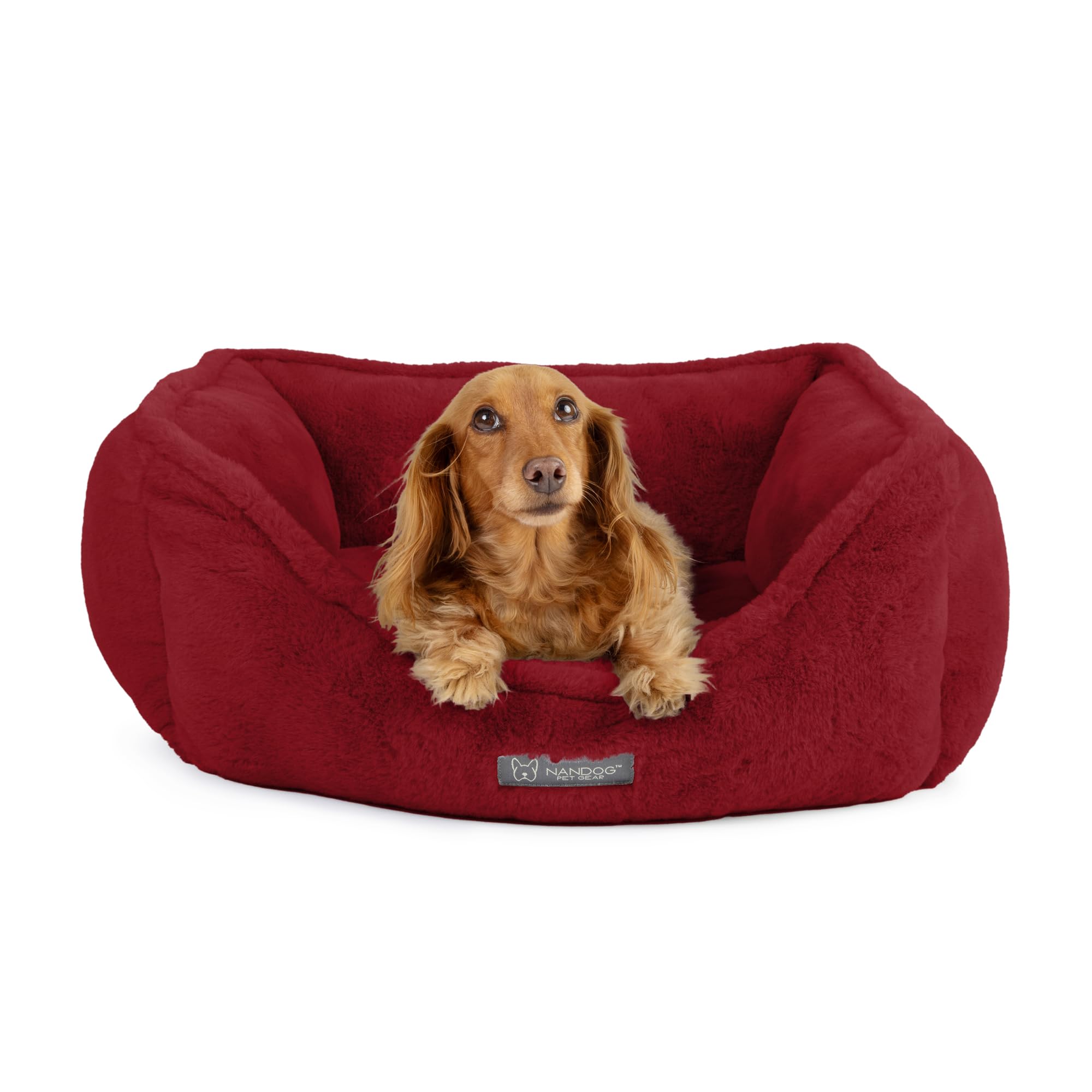 Nandog Cloud Reversible Bed In Burgundy - Ultra Soft Micro Plush Fabric - Double-Stitched Seams - Modern & Washable Bed For Cats