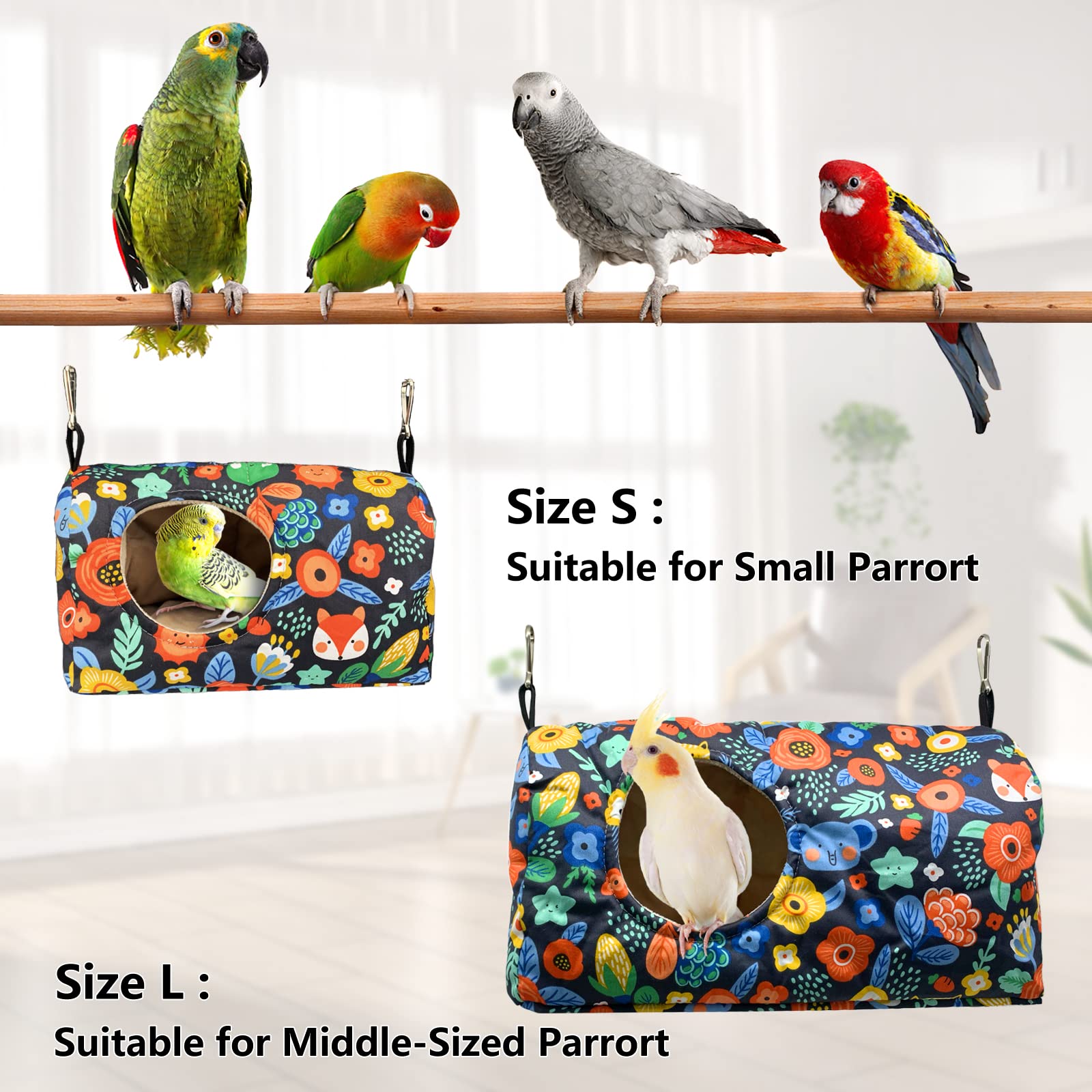 Shurung Bird Warm Bed Parrot Sleeping Nest Bed House Bird Snuggle Hanging Hut Bird Parrot Hammock Bird Sleeping Hideaway Cave Fo