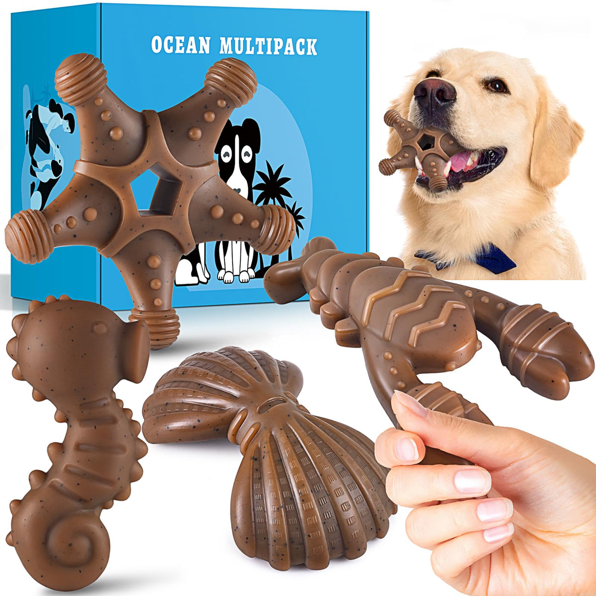 Petsta Tough Dog Toys For Aggressive Chewers, Chew Toys For Aggressive Chewers, Indestructible Dog Toy For Large Medium Small Breed, 3 Pack Super Chewer Dog Toys With Nylon, Gift For Dogs