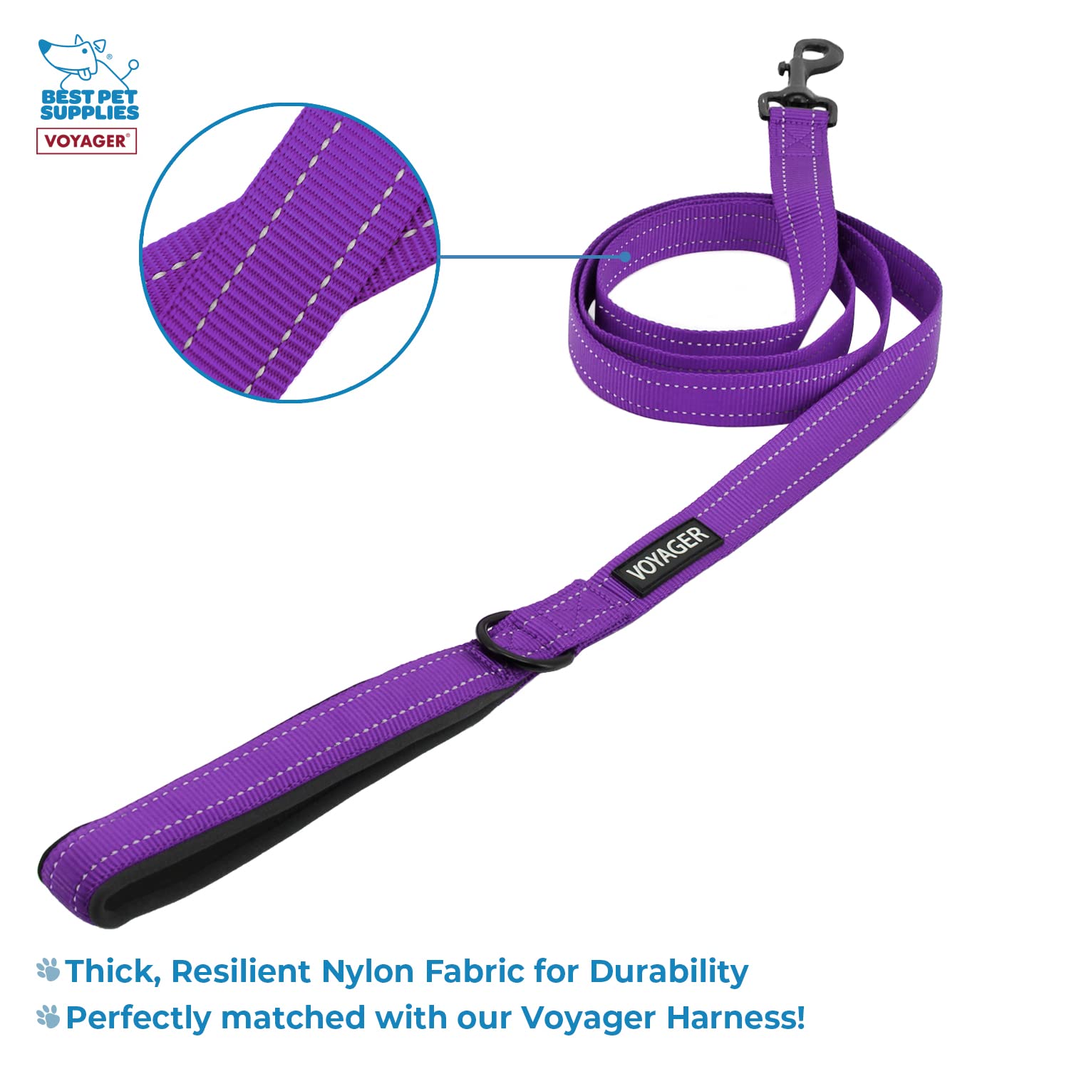 Voyager Step-In Air All Weather Mesh Harness And Reflective Dog 5 Ft Leash Combo With Neoprene Handle, For Small, Medium And Large Breed Puppies By Best Pet Supplies - Leash Harness (Purple), Xxs