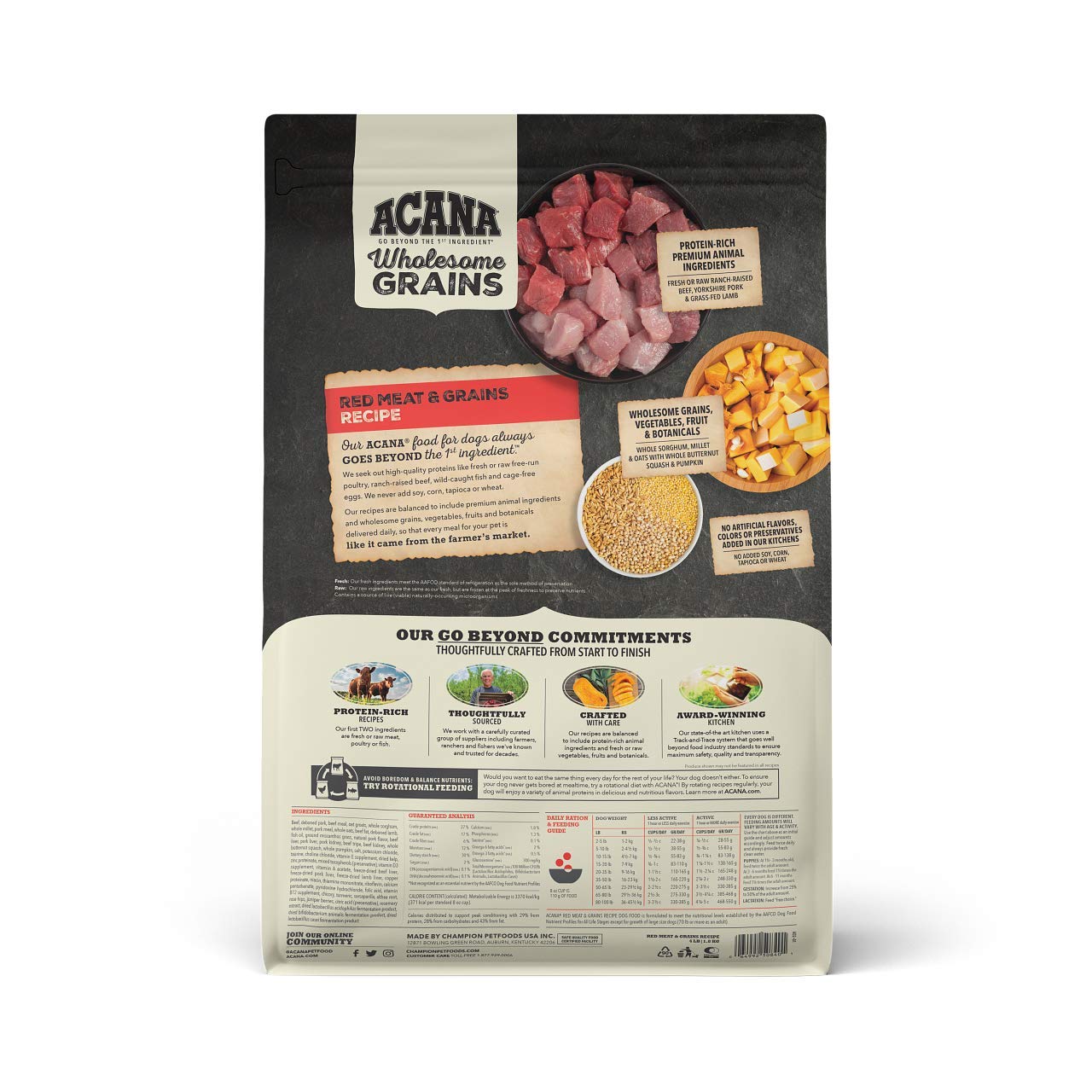ACANA Wholesome Grains Dry Dog Food, Red Meat and Grains, Gluten Free, Beef, Pork, and Lamb Recipe, 4lb