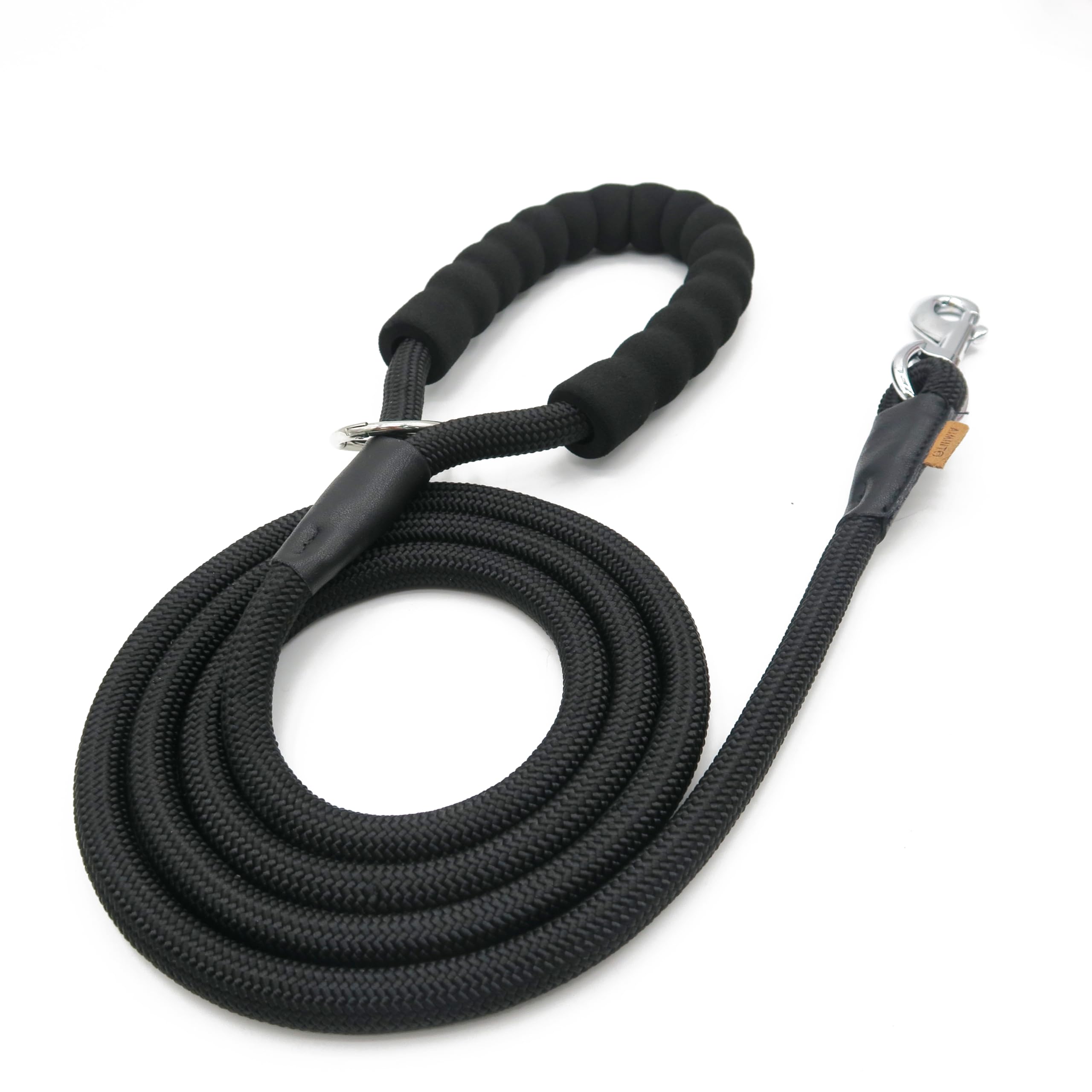 Aiminto Dog Leash, Braided Rope Traction - Walking Training Lead for Medium/Large Dogs ((1/2 '') x 6FT, Black)
