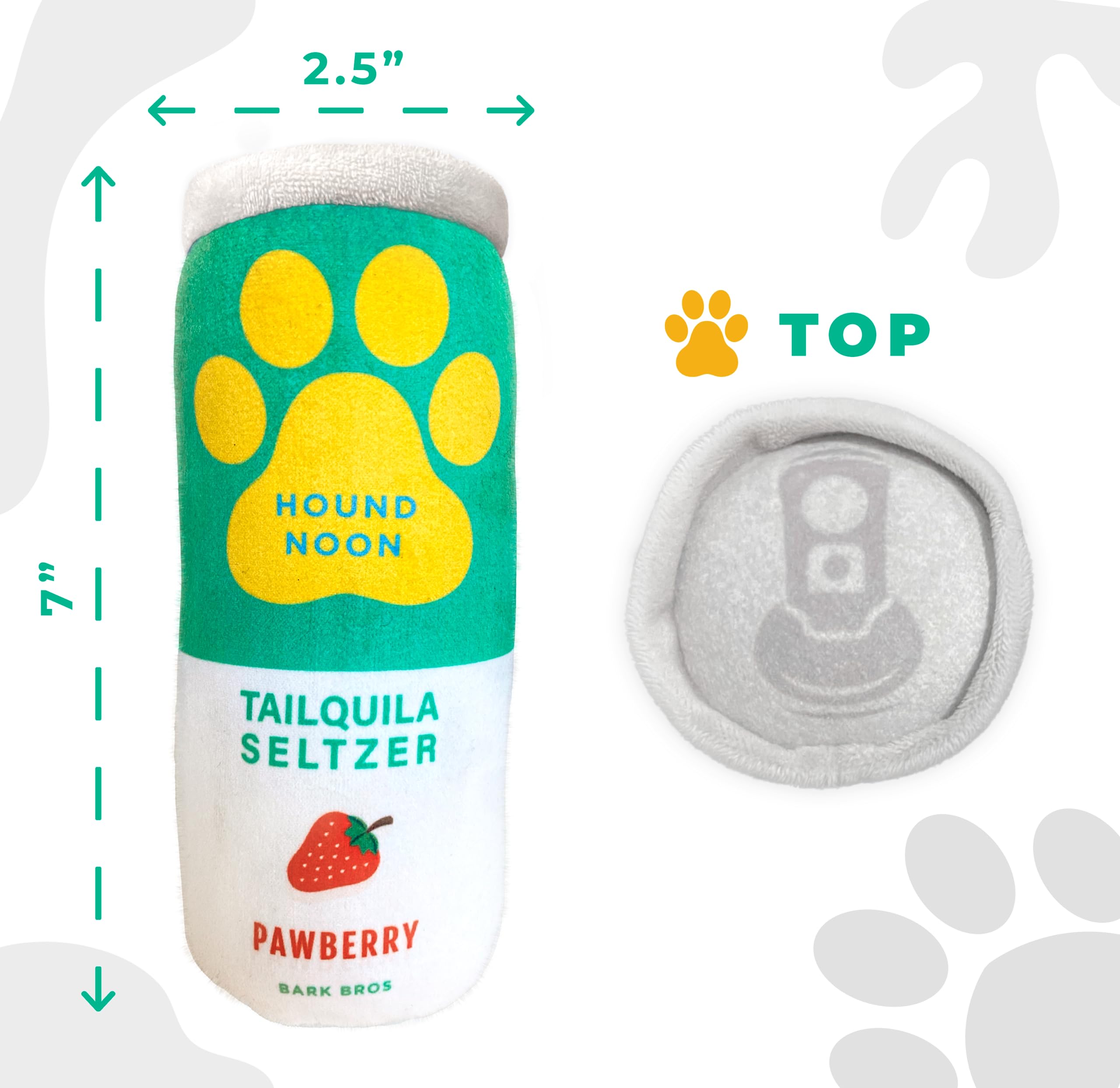 Bark Bros Plush Squeaky Dog Toys - Hound Noon Tailquila Seltzer - Two Pack Funny Drink Parody - Ideal for Dog Birthdays and Gifts
