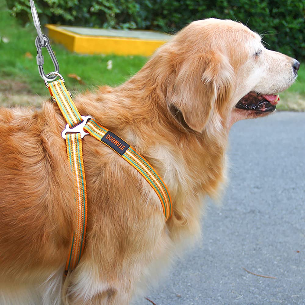 Tresbro 30Ft Reflective Dog Tie Out Cable For Dogs Up To 250 Pounds, Steel Wire Dog Leash Cable With Stainless Dual Fix Buckle,