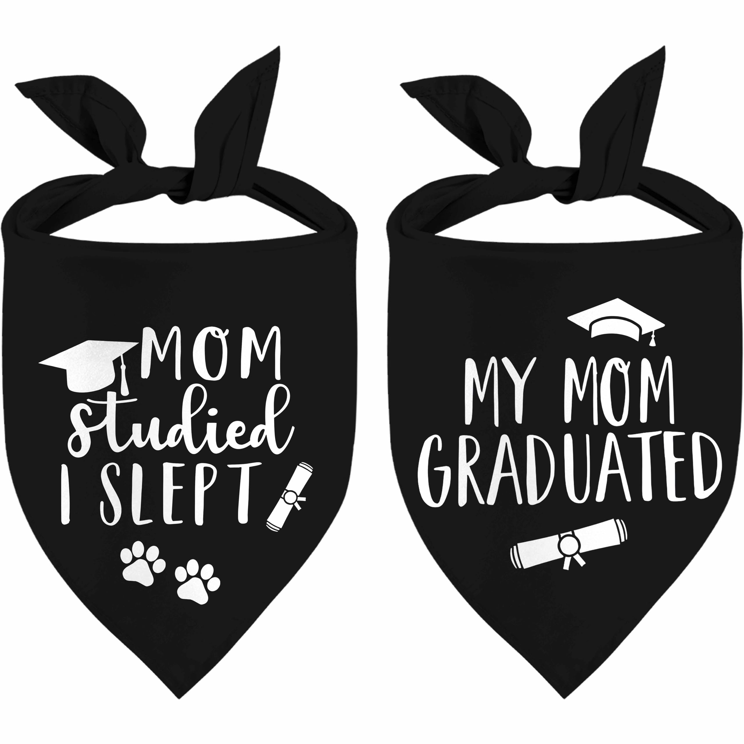 Graduation Dog Bandanas, My Mom Graduated Dog Outfits, 2 Pcs Adjustable Triangle Double-Layer Reversible Pet Bandanas For Small 