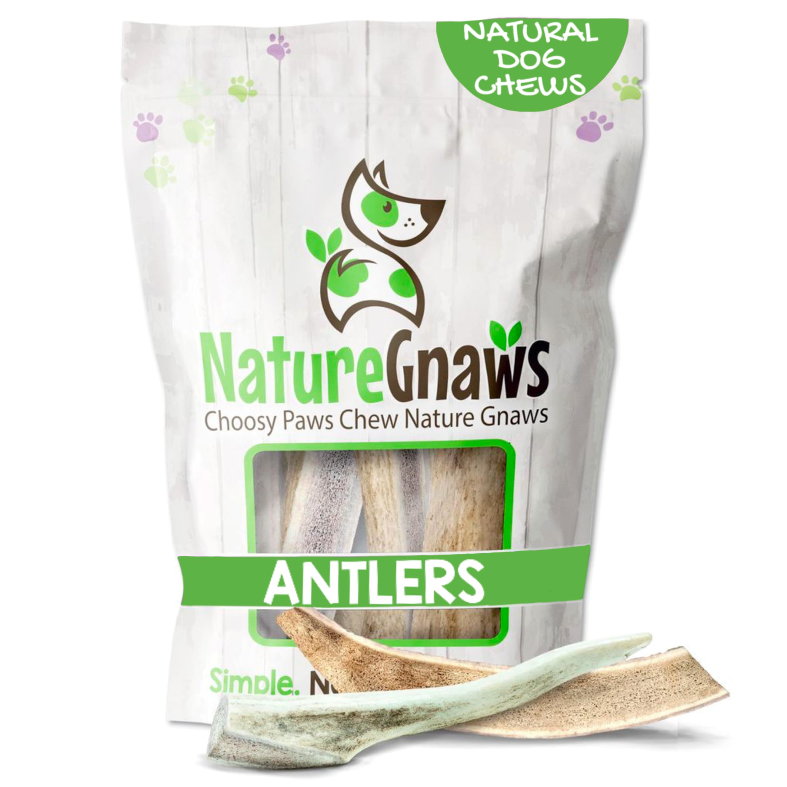 Nature Gnaws Antlers for Dogs (1Lb) - Mix of Elk and Deer Antler - Variety of Split and Whole Pieces - Long Lasting for Aggressi