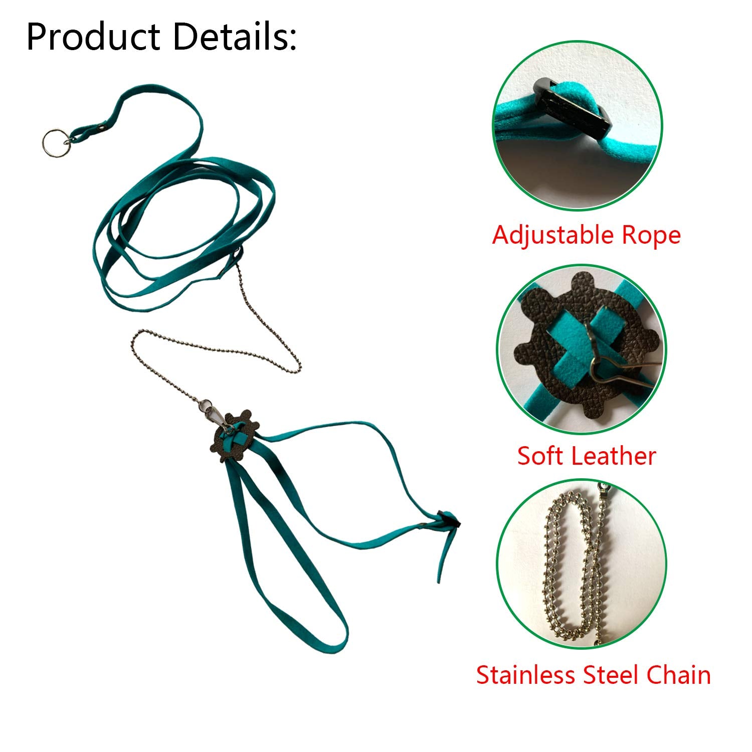 Vehomy Turtle leash Lizard Leash Tortoise Harness Strap Pet Collar Leash Tortoise Walking Lead Control Rope M