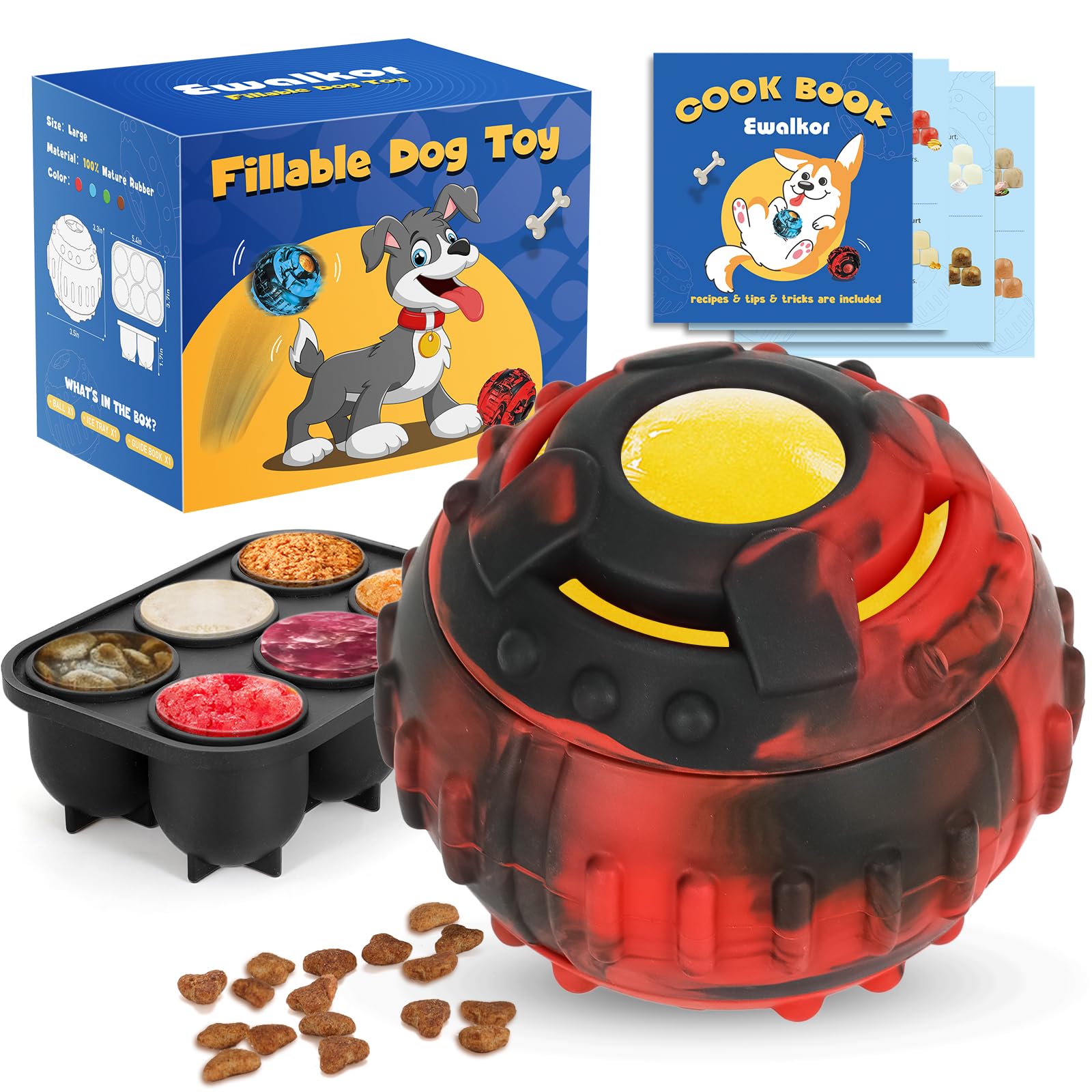 Ewalkor Dog Toys for Boredom - Frozen Treats, Refillable Freezable Dogs Food, Reduces Anxiety Chew Toy, Easy to Clean, Treats Di