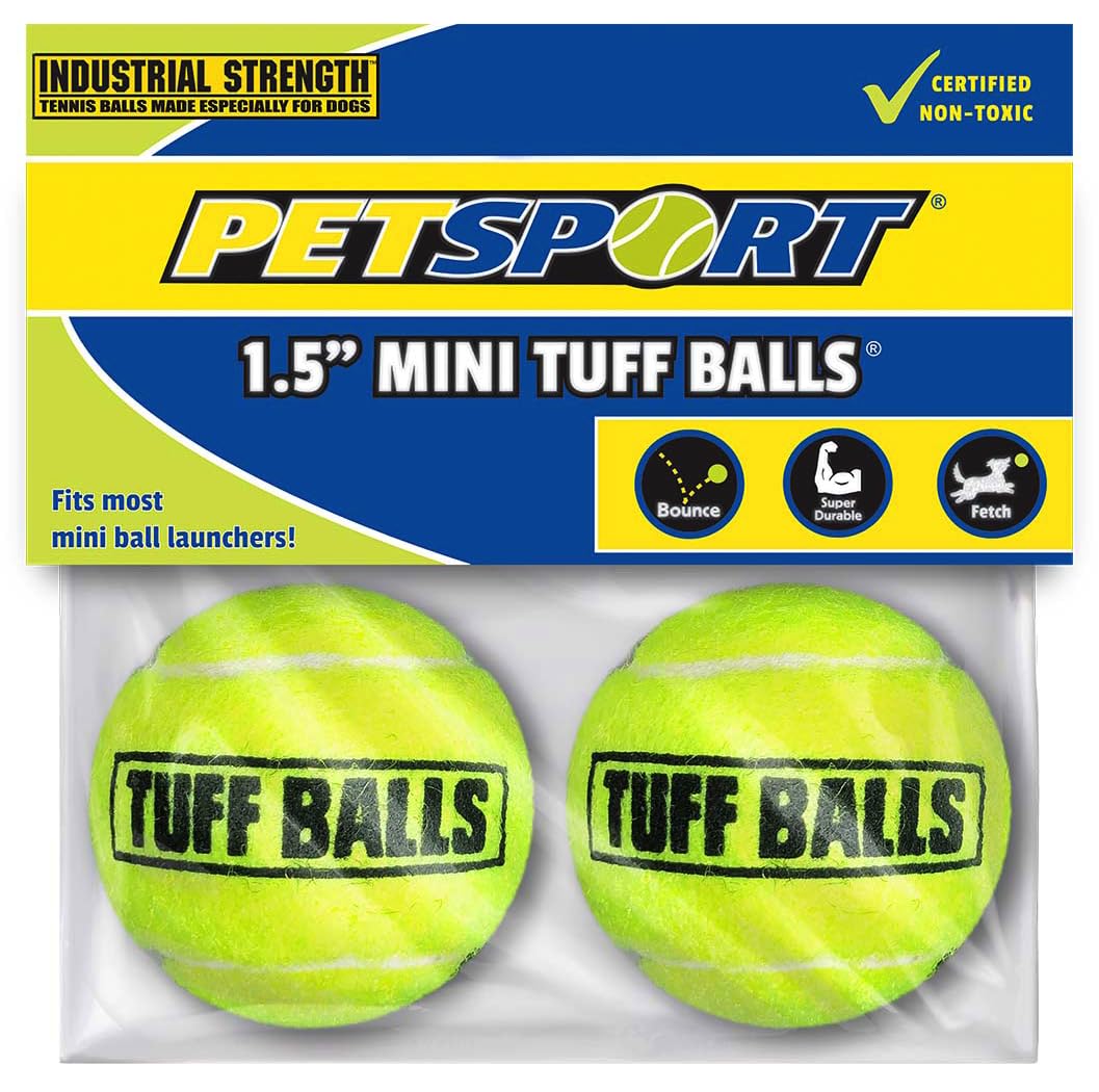 Petsport Yellow Tennis Ball Dog Toys | 2 Pack Mini (1.5'') Pet Safe Durable Felt & Rubber Tuff Balls For Small And Toy Breeds |