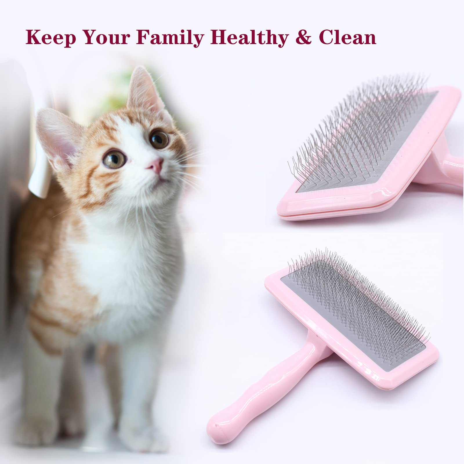 Tinypoint Air Cushion Slicker Brush For Dogs Cats,Soft Pin Shedding Brush For Short Haired Dog,Cat, Pet Grooming Wire Brush For