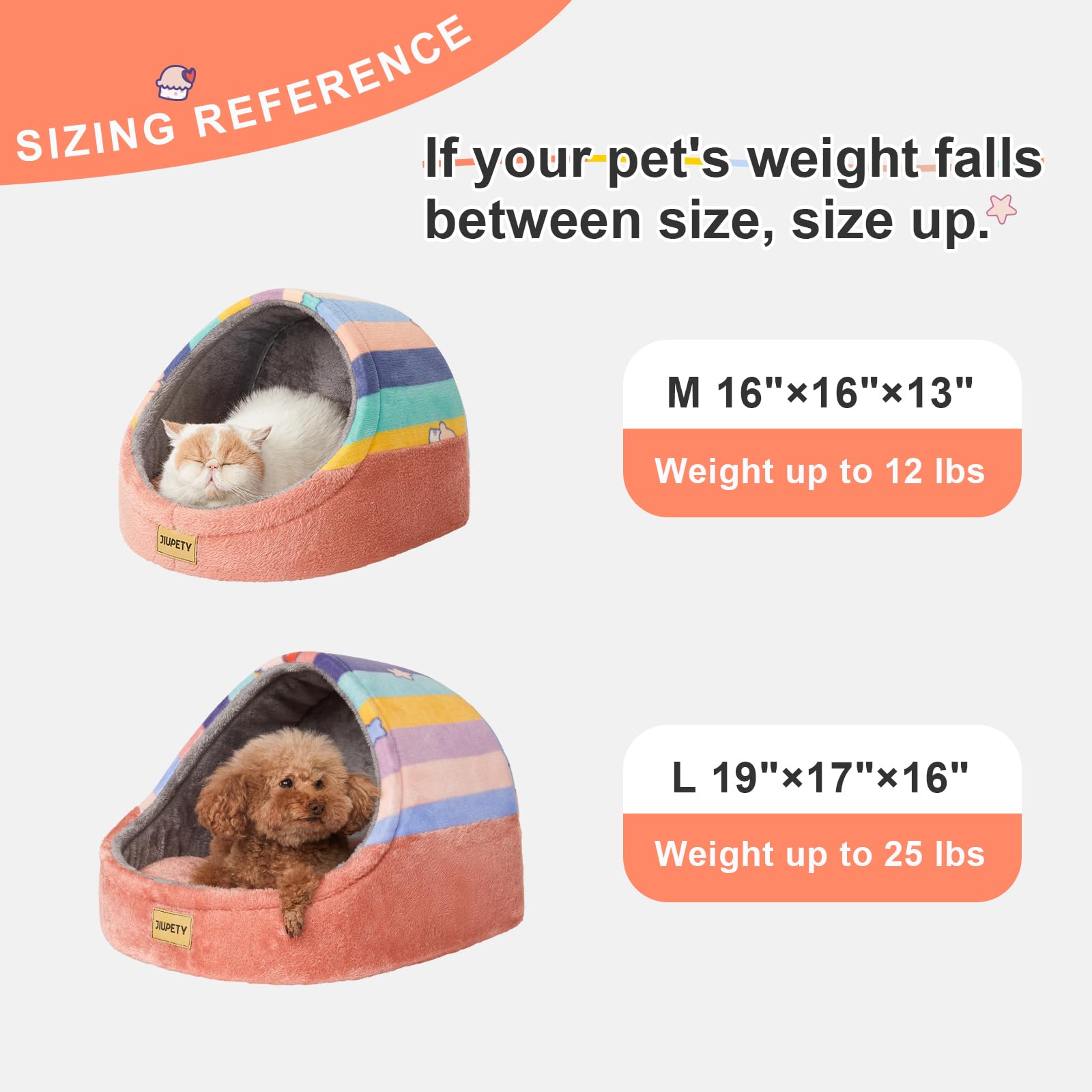 Jiupety Cute Cat Beds For Indoor Cats, Cat Cave Bed For Kittens, Hideaway Cat House & Tent With Anti-Slip Bottom, Washable Remov