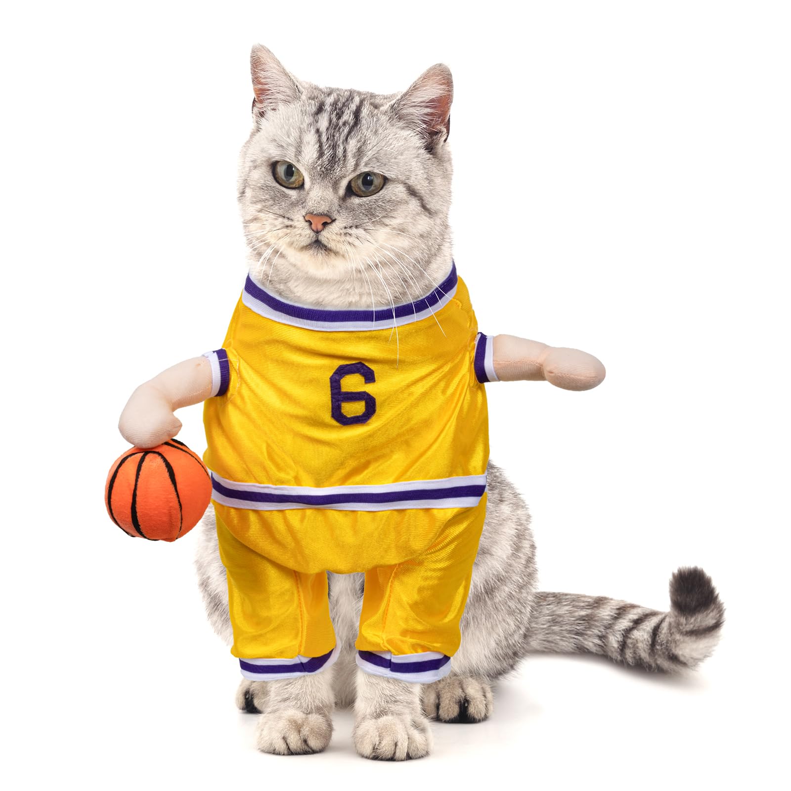 DELIFUR Dog Basketball Player Costume - Pet Halloween Costume Adjustable Funny Dress Up Sports Outfit Cosplay Clothes for Large 