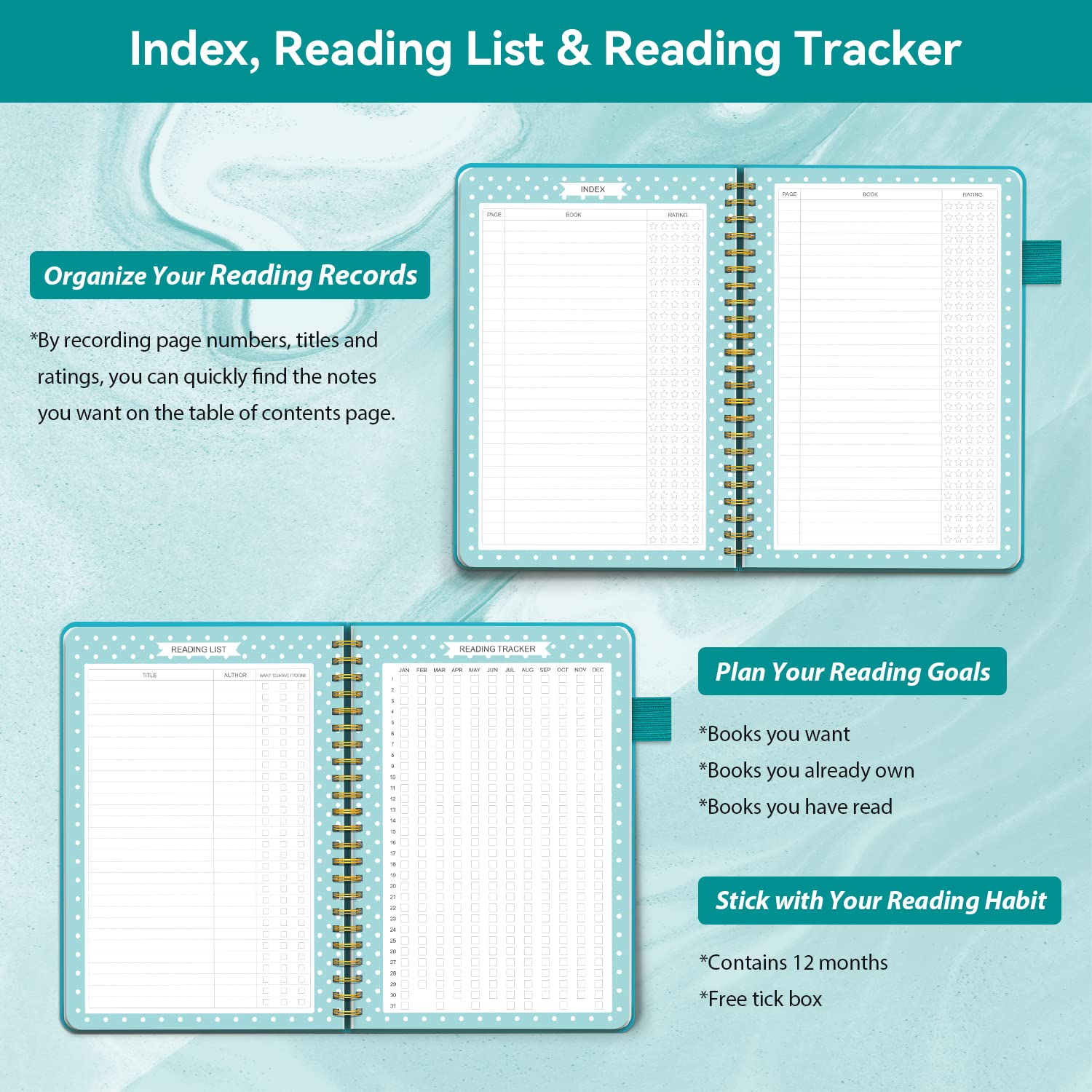 Reading Journals For Book Lovers, Book Journal Reading Log For Readers To Review And Track Your Reading, Book Club Journal And P