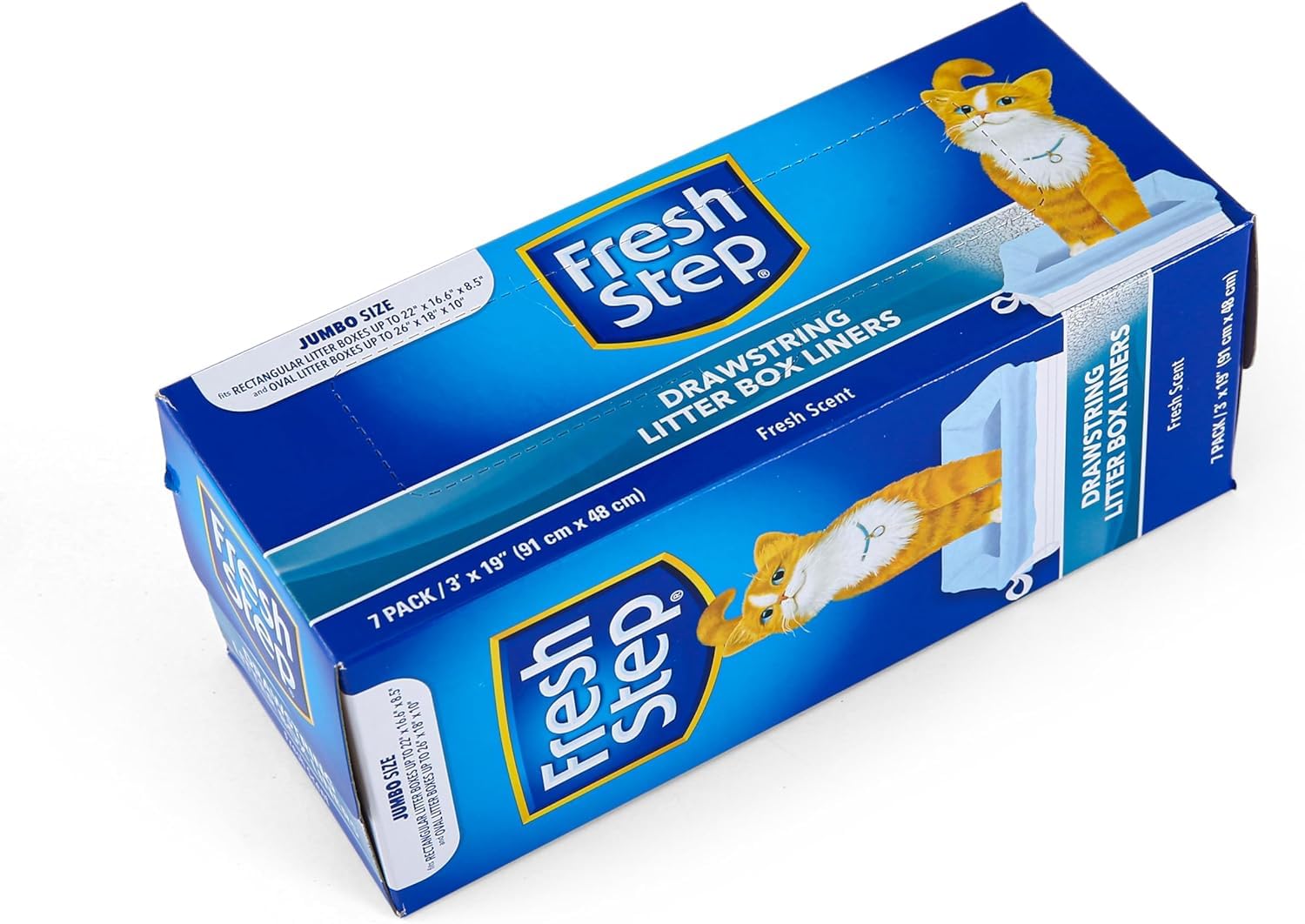 Fresh Step Drawstring Cat Litter Box Liners, Scented, Jumbo Size, 36' X 19' - 7 Count Per Box, 36 Boxes, Kitty Litter Bags, Cat Litter Liners For All Cats To Keep Your Home Clean