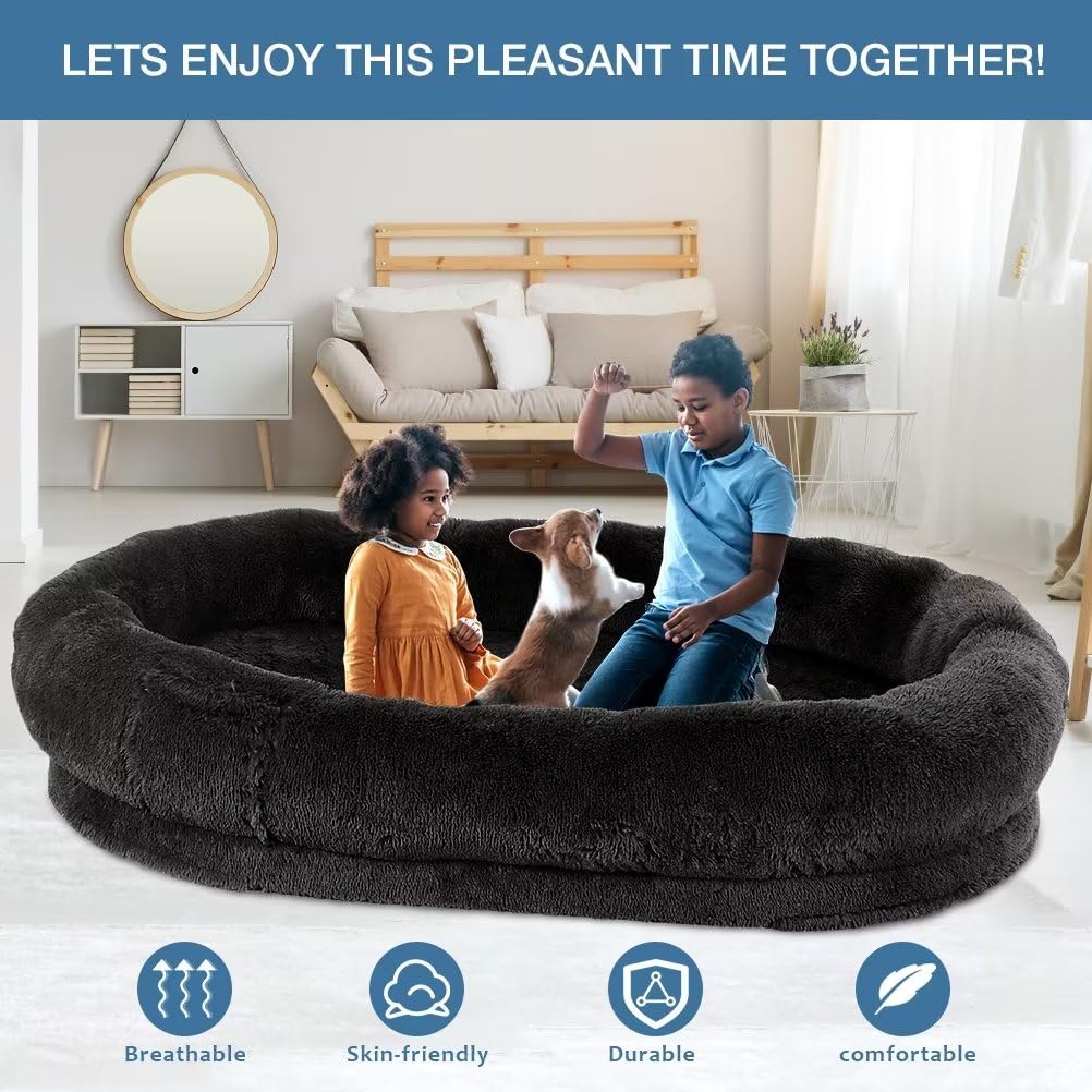 Fieiyob Human Dog Bed, 71X51X12 Human Dog Bed For Adult, Orthopedic Dog Bed Soft Cozy Flufy Human Sized Dog Bed Xxxl For D