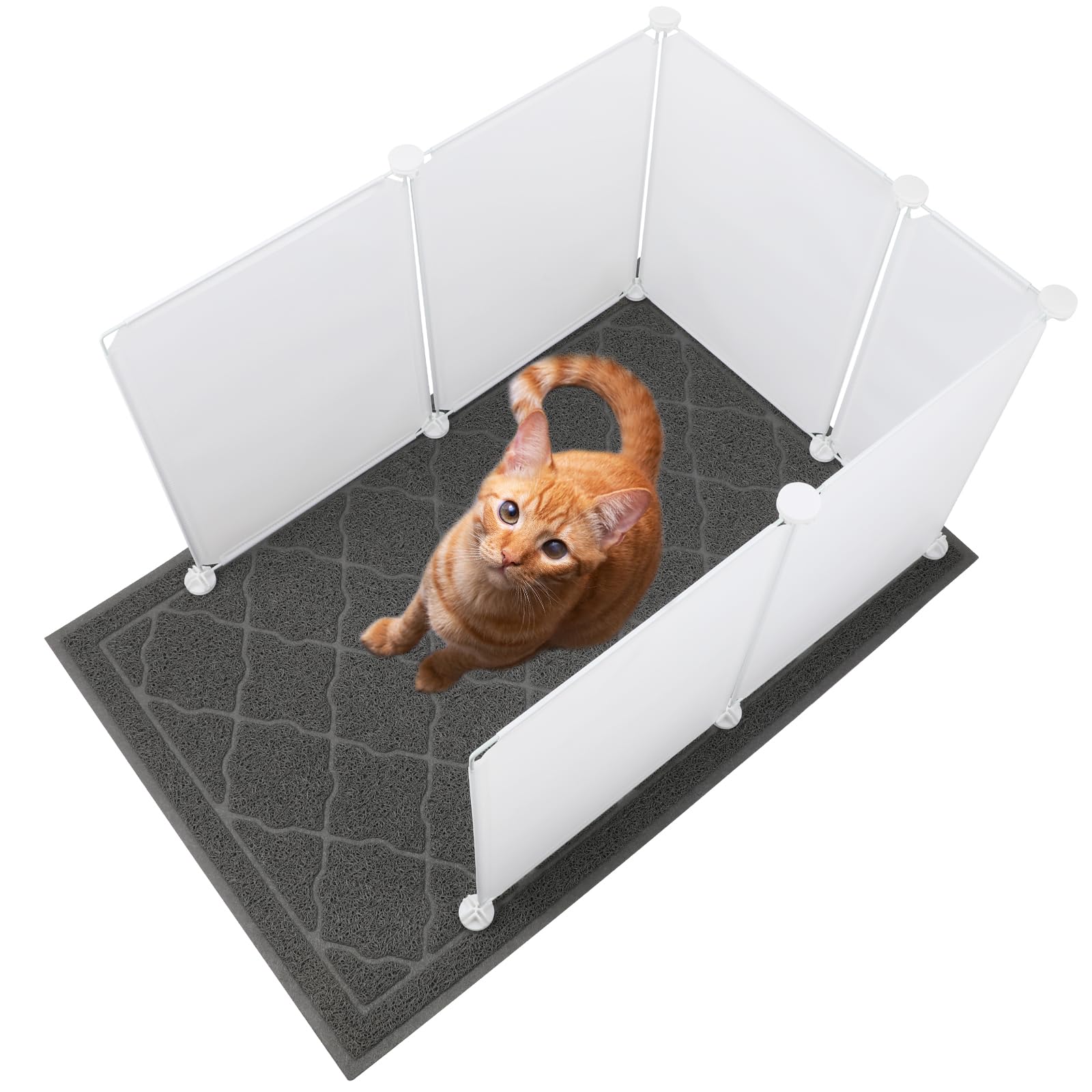 Fhtonge Cat Litter Box Enclosure With Splash Guard, Litter Mat, Extra Large Pee Shields, Privacy Screen