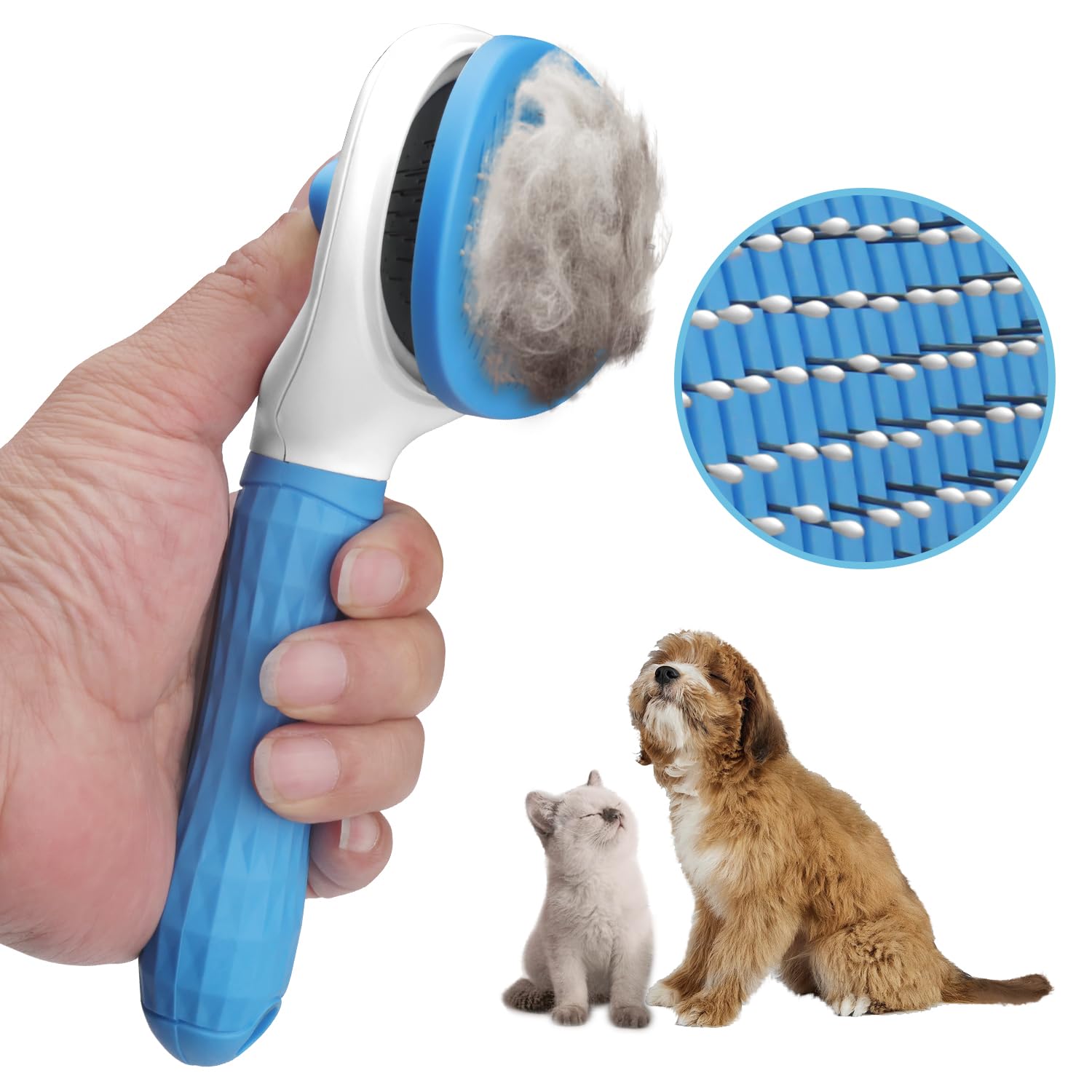 SOGUE Cat Brush,Self Cleaning Slicker Dog Brush for shedding,Skin Friendly Cat Brushes for Indoor Cats Massage Grooming,Dog Desh