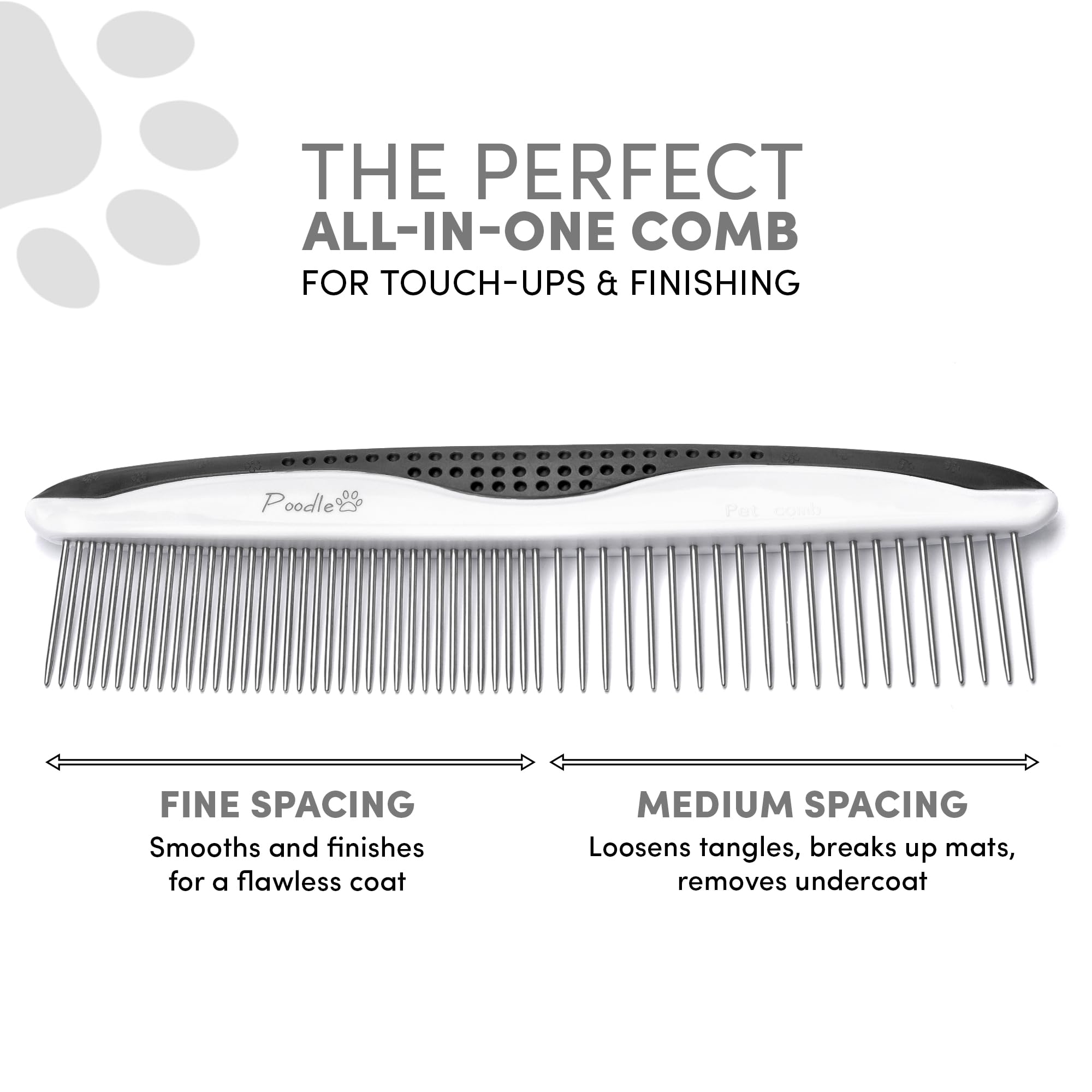 Poodle Pet Dog Combs for Grooming | 2 Pack | Stainless Steel Teeth Easily Remove Dirt | Proper Care Prevents Knots and Mats for