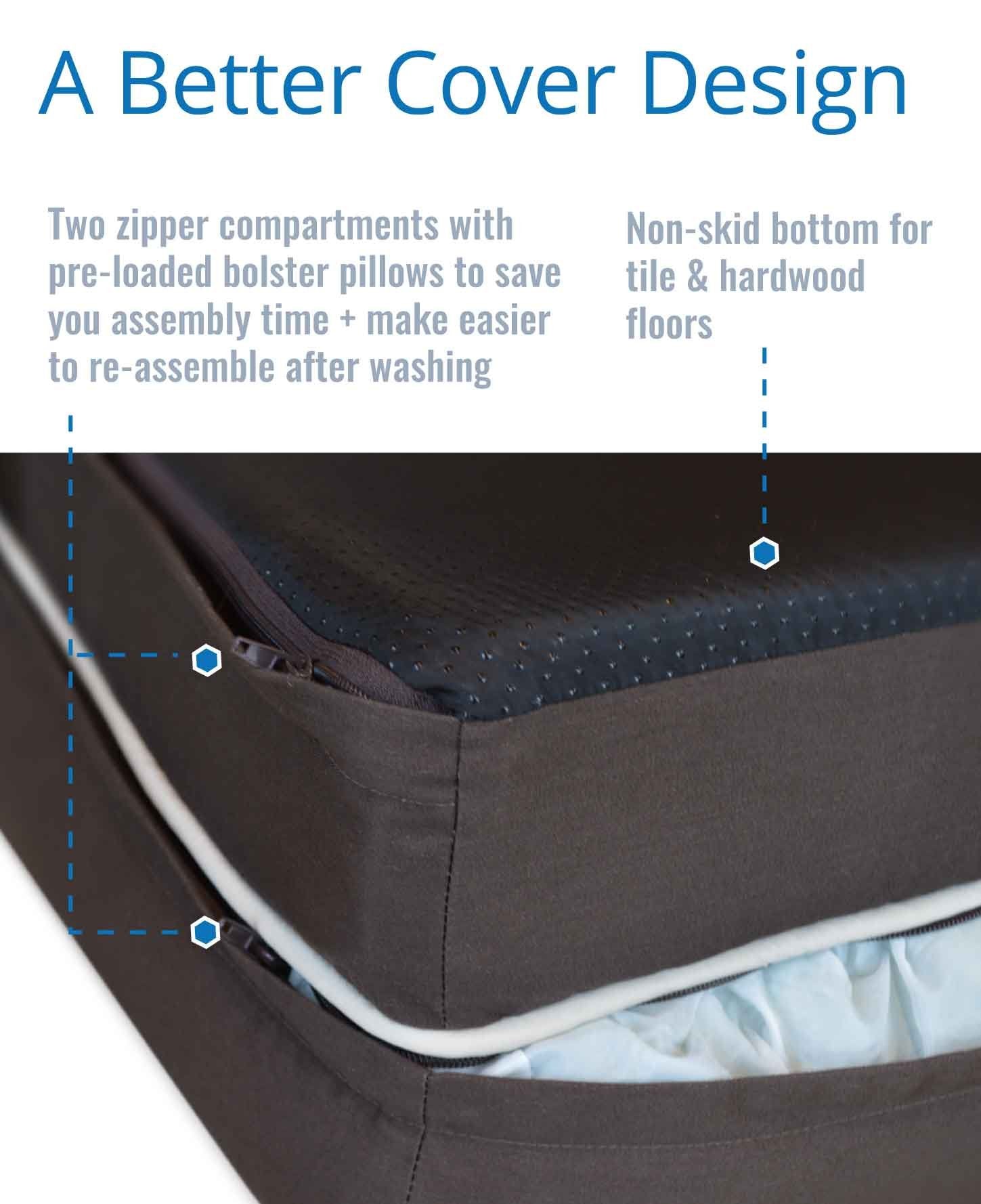 Petfusion Replacement Cover For Ultimate Dog Lounge (Large, Brown)