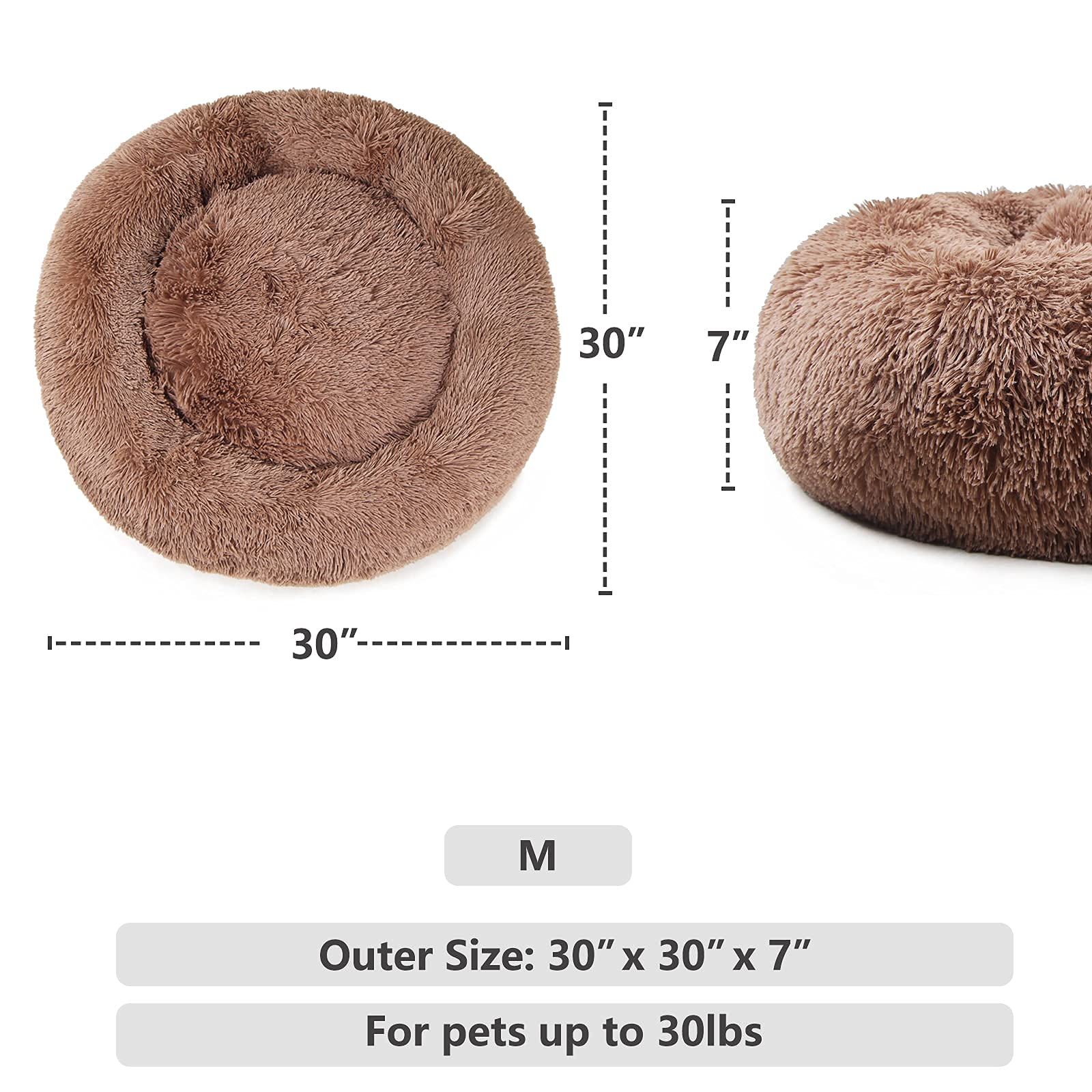 Dog Beds For Medium Dogs Washable Donut French Bulldog Ded Calming Cat Bed For 2 Cats 30 Inches Fluffy Cozy Puppy Bed Washable A