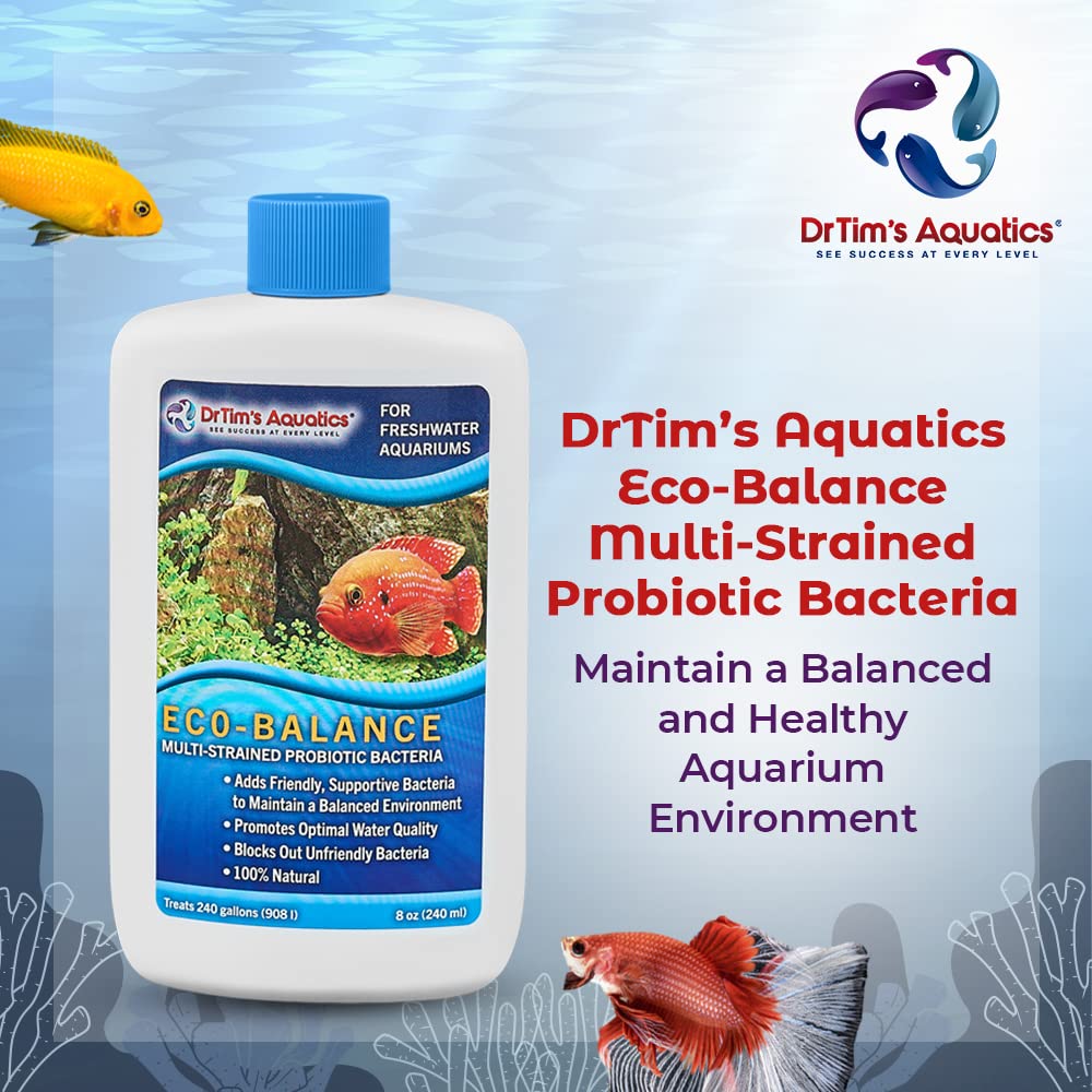 DrTims Aquatics Freshwater Eco-Balance Probiotic Solution - for Freshwater Fish Tanks, Aquariums - Block Unfriendly Organisms, P