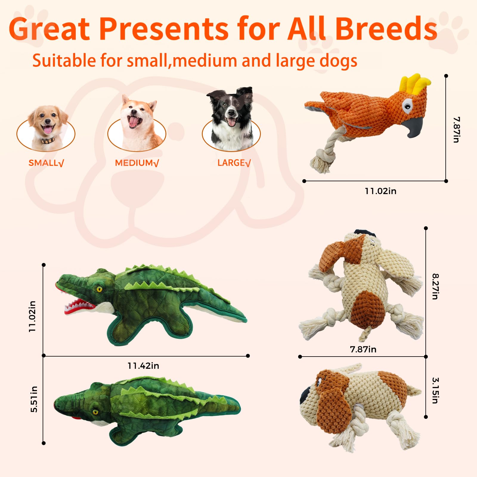 Yzhduxiu 3 Pcs Dog Squeaky Toys, Squeaky Stuffed Toy For Dog, Puppy Chew Toys To Keep Them Busy Interactive Puppy Toys With Sque