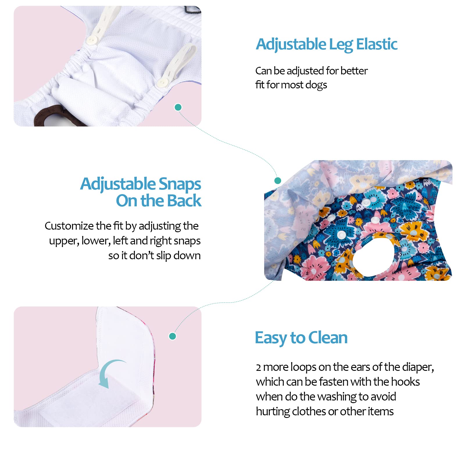 Cutebone Female Dog Diapers With Skirts 3 Pack Reusable Puppy Dresses Pants For Heat Cycle Period Qbd11S