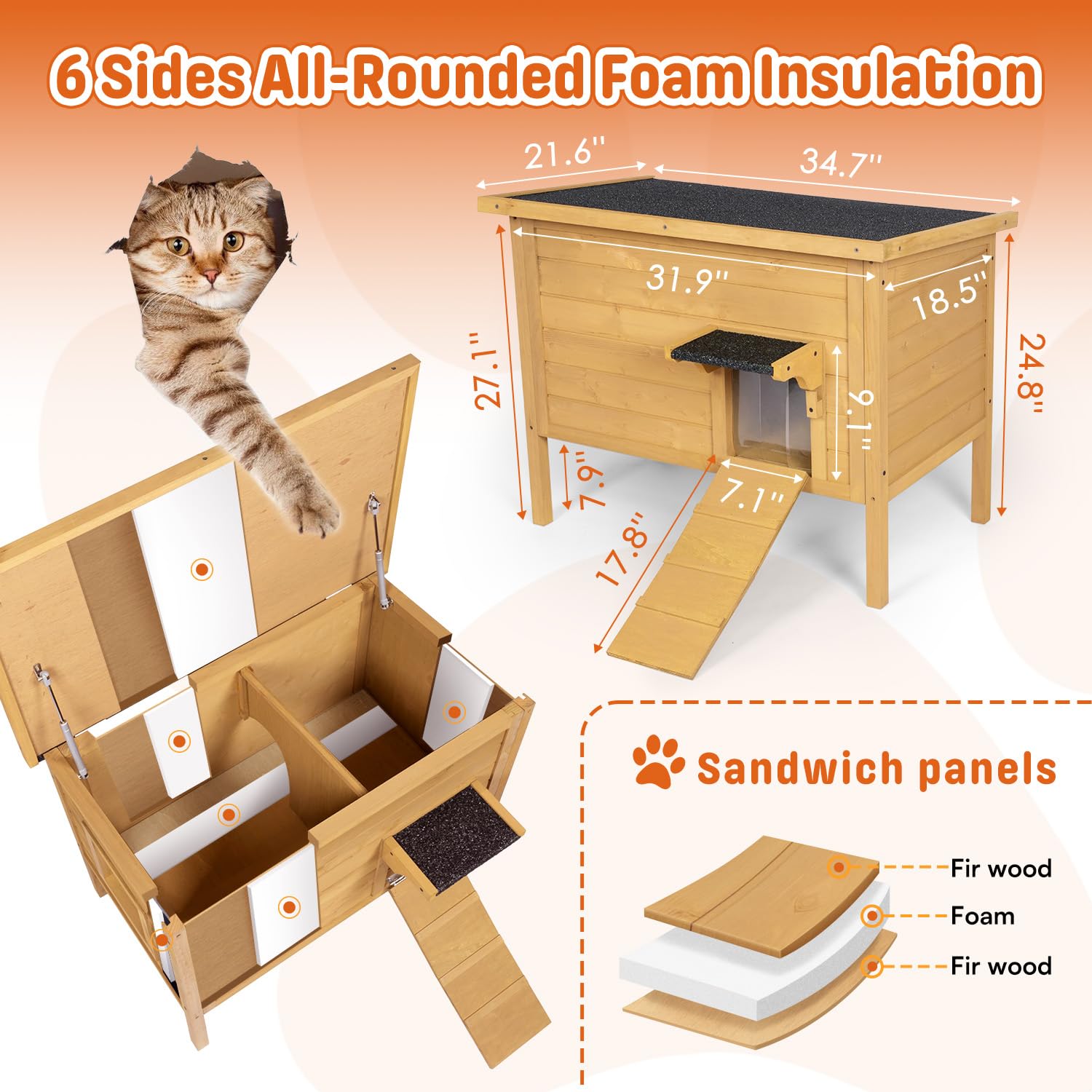 Briopaws Feral-Outdoor-Cat-House-Insulated | Outside-Cat-Shelter For Winter | Weatherproof | Large Wooden Pet House For Multiple