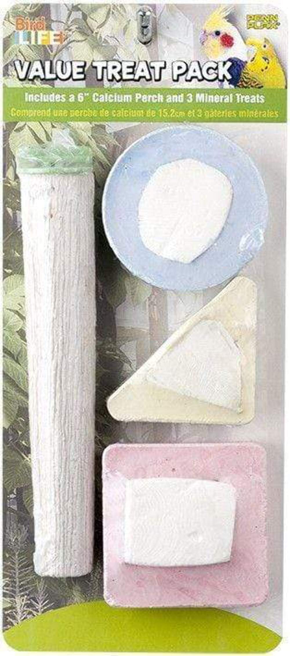 Penn-Plax Bird Pack: Calcium Perch And Mineral Cuttlebones (Includes 1-Perch And 3 Mineral Blocks)