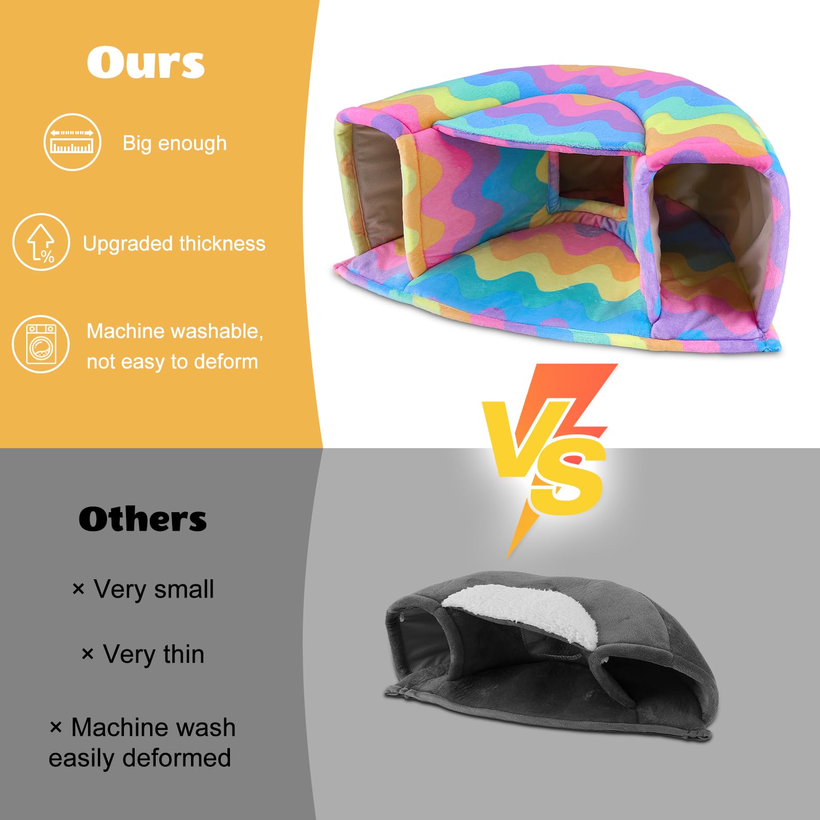 Unicorn Catcher Guinea Pig Hideout Large Guinea Pig Bed Cozy Guinea Pig House Warm Guinea Pig Tunnel Washable Guinea Pig Accessories For Small Pet Hamster/Chinchilla/Bunny