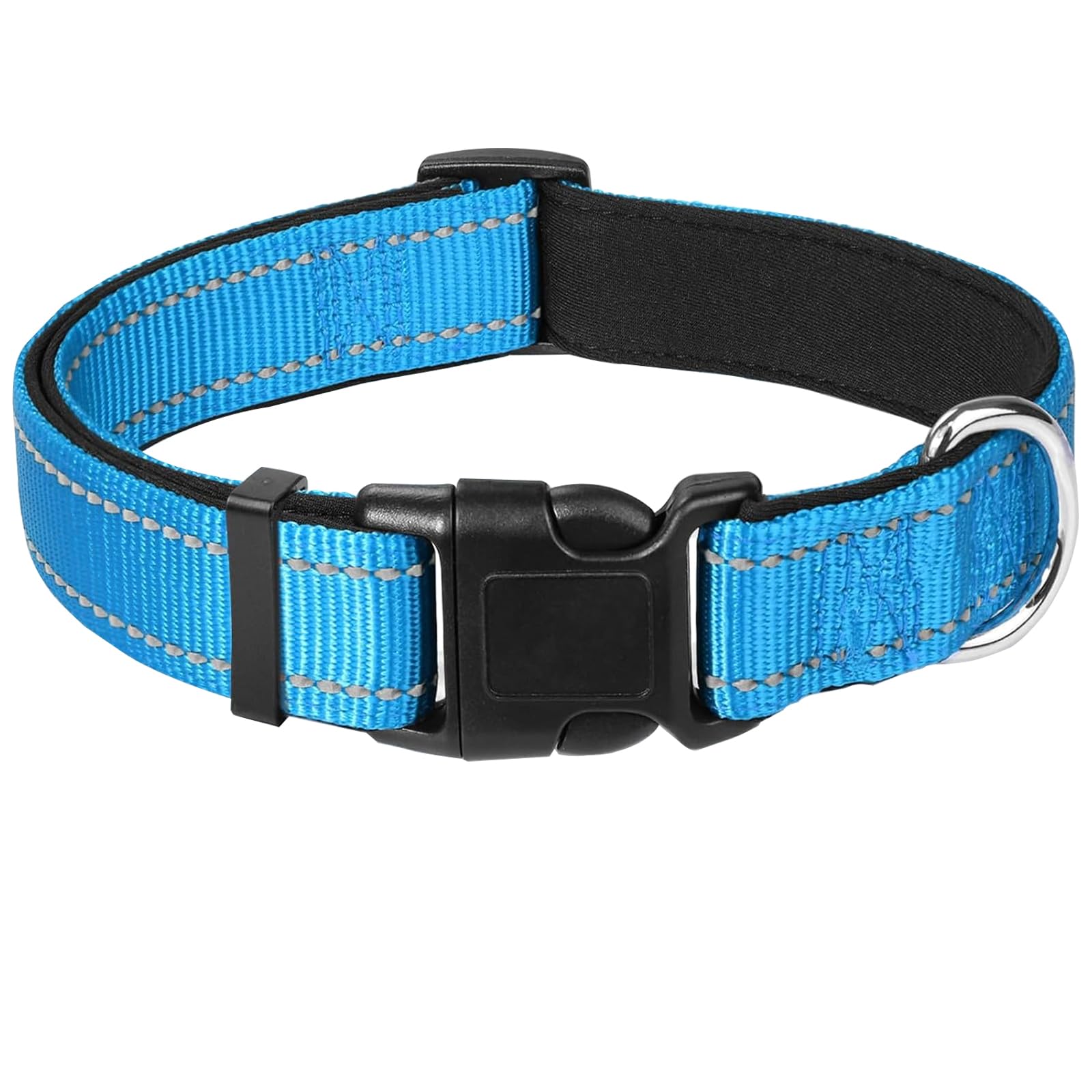 Blue Dog Collar, Reflective Pet Collar with Buckle Adjustable Safety Nylon Collars for Small Medium Large Dogs, XXL