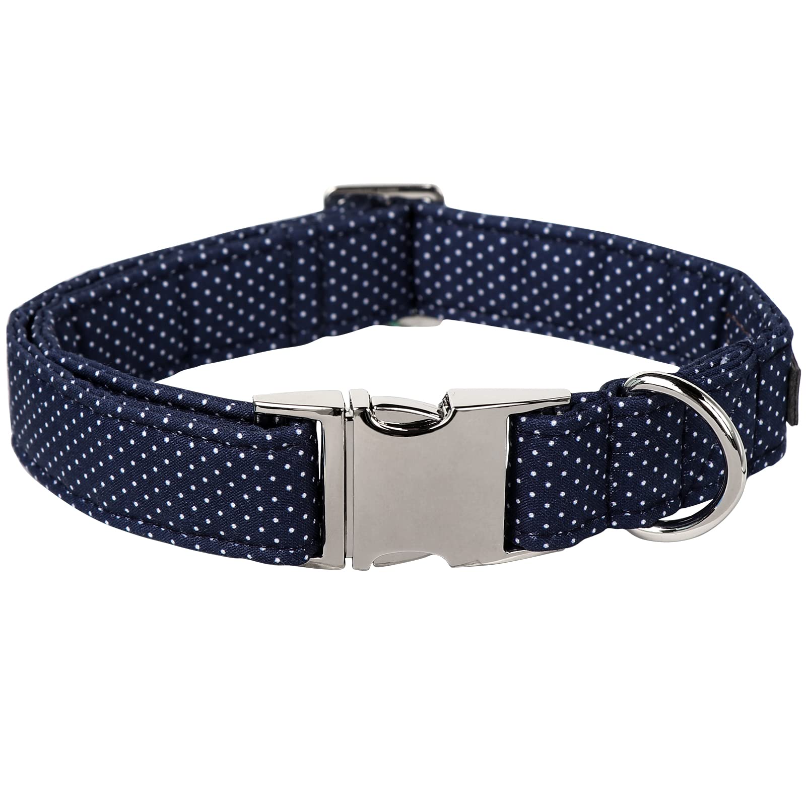 Lionet Paws Boy Dog Collar, Comfortable Adjustable Cute Navy Blue Collar With Metal Buckle For Male Puppies And Cats, Xs, Neck 8