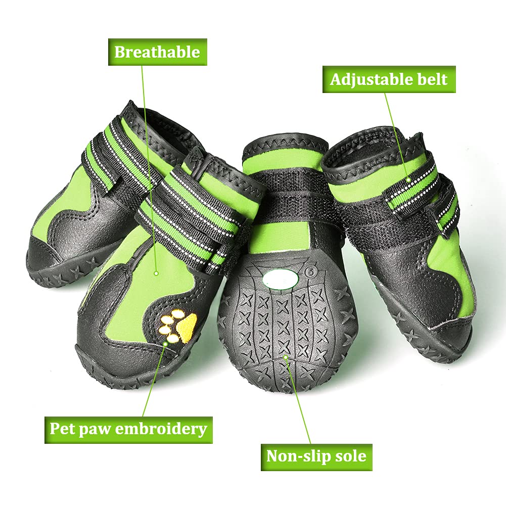 Covertsafe& Dog Boots For Dogs Non-Slip, Waterproof Dog Booties For Outdoor, Dog Shoes For Medium To Large Dogs 4Pcs With Rugged Sole Grey-Green Size 6: (2.9''X2.5'')(L*W) For 52-70 Lbs