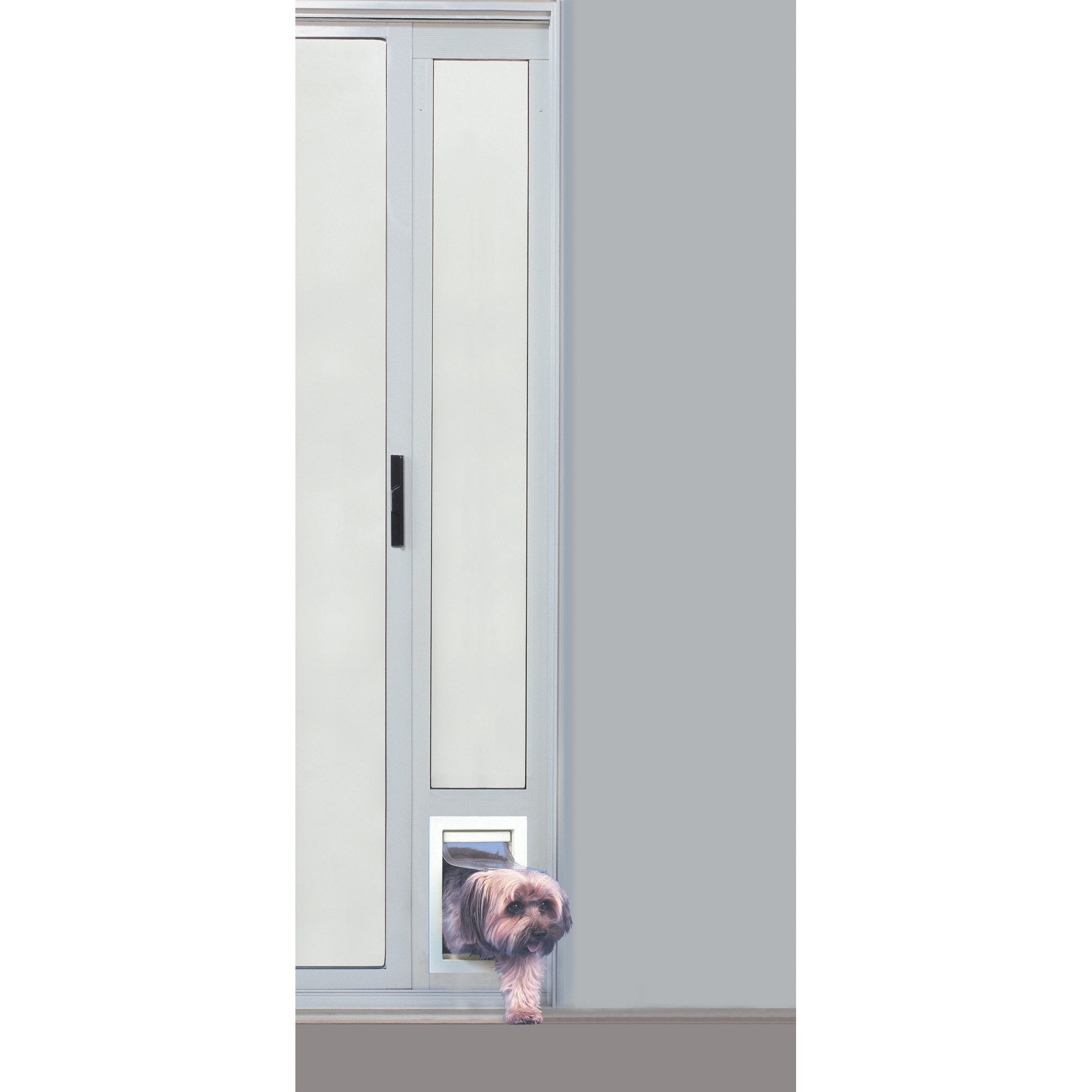 Ideal Pet Products Aluminum Pet Patio Door, Adjustable Height 77-5/8' To 80-3/8', 5' X 7' Flap Size, White