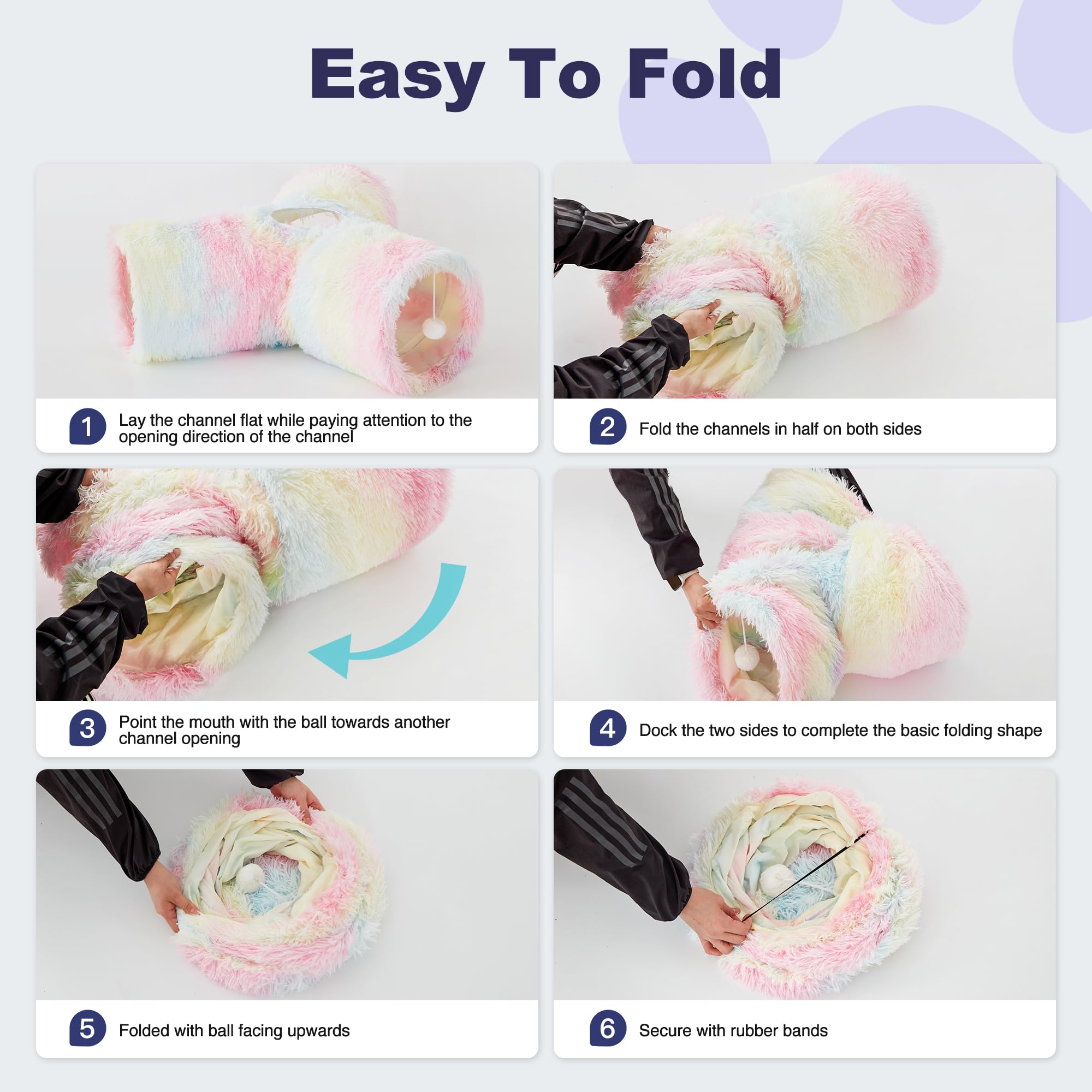 Tempcore Plush Pet Cat Tunnel Tube Cat Toys 3 Way Collapsible, Cat Tunnels For Indoor Cats,Kitty Tunnel Bored Cat Pet Toys Peek Hole Toy Ball Cat, Puppy, Kitty, Kitten, Rabbit Rainbow