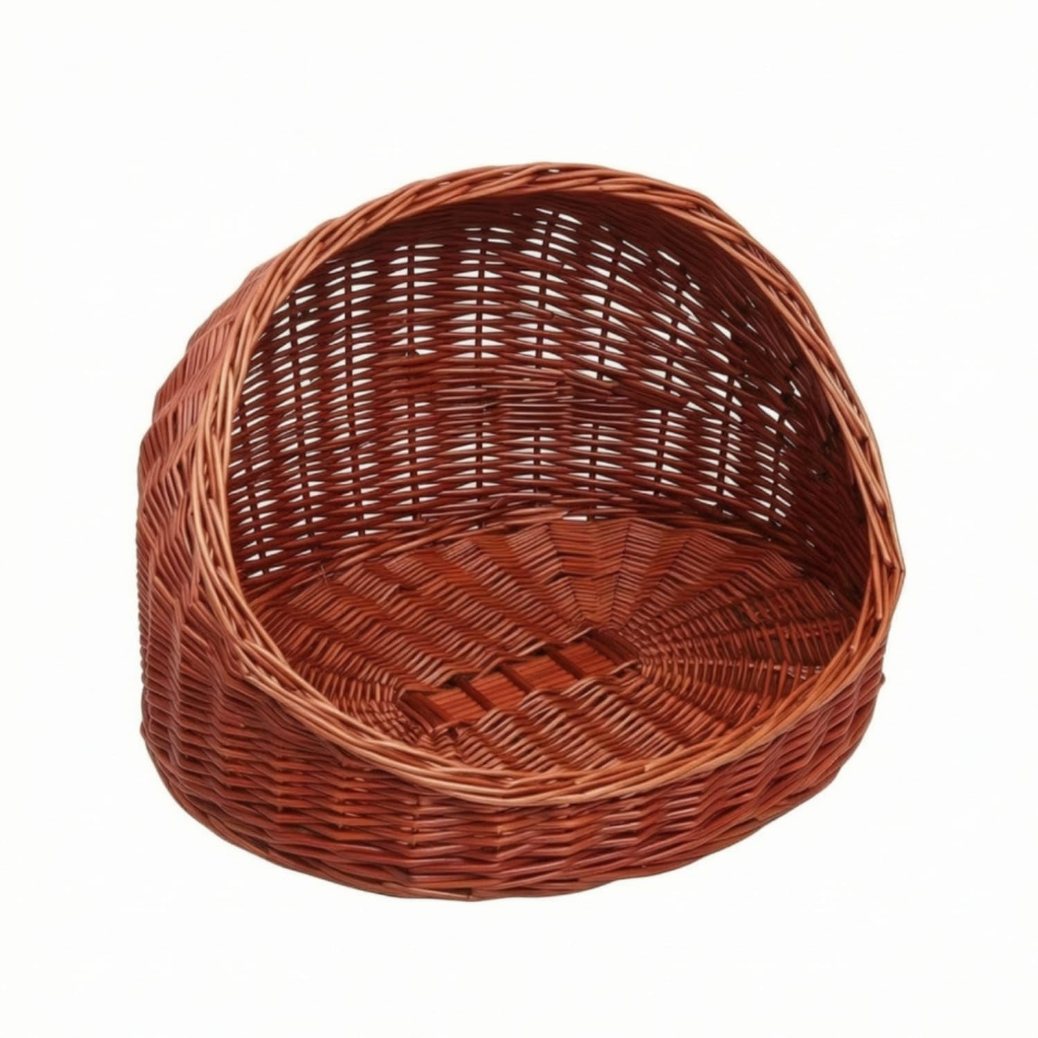 Handwoven Wicker Pet Bed Oval Rattan Pet Basket LowFront Woven Cat Basket HighBack for Small Dogs, Young Dogs, Kittens, Living