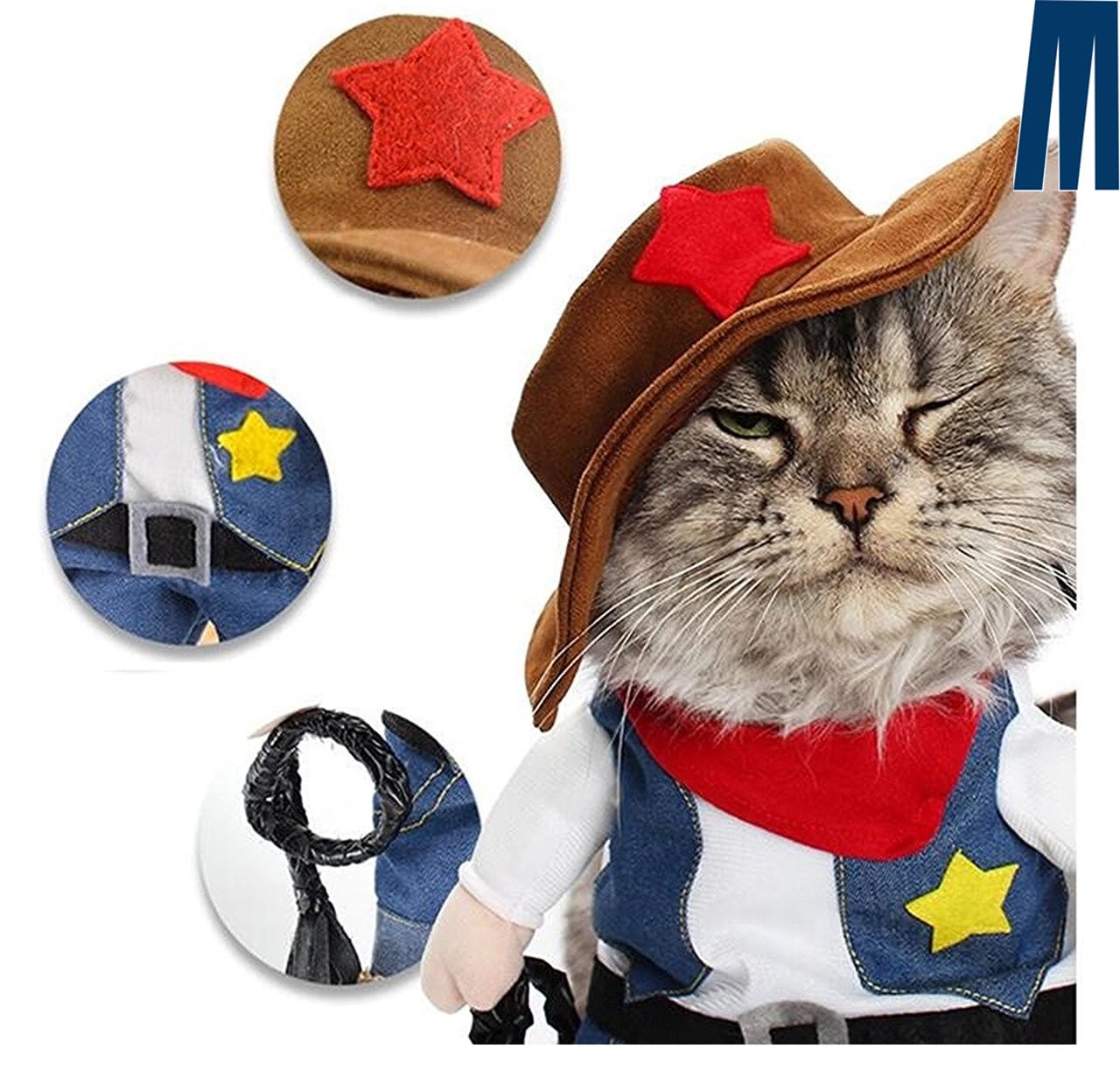 Mikayoo Pet Dog Cat Halloween Costumes,The Cowboy for Party Christmas Special Events Costume,West Cowboy Uniform with Hat,Funny