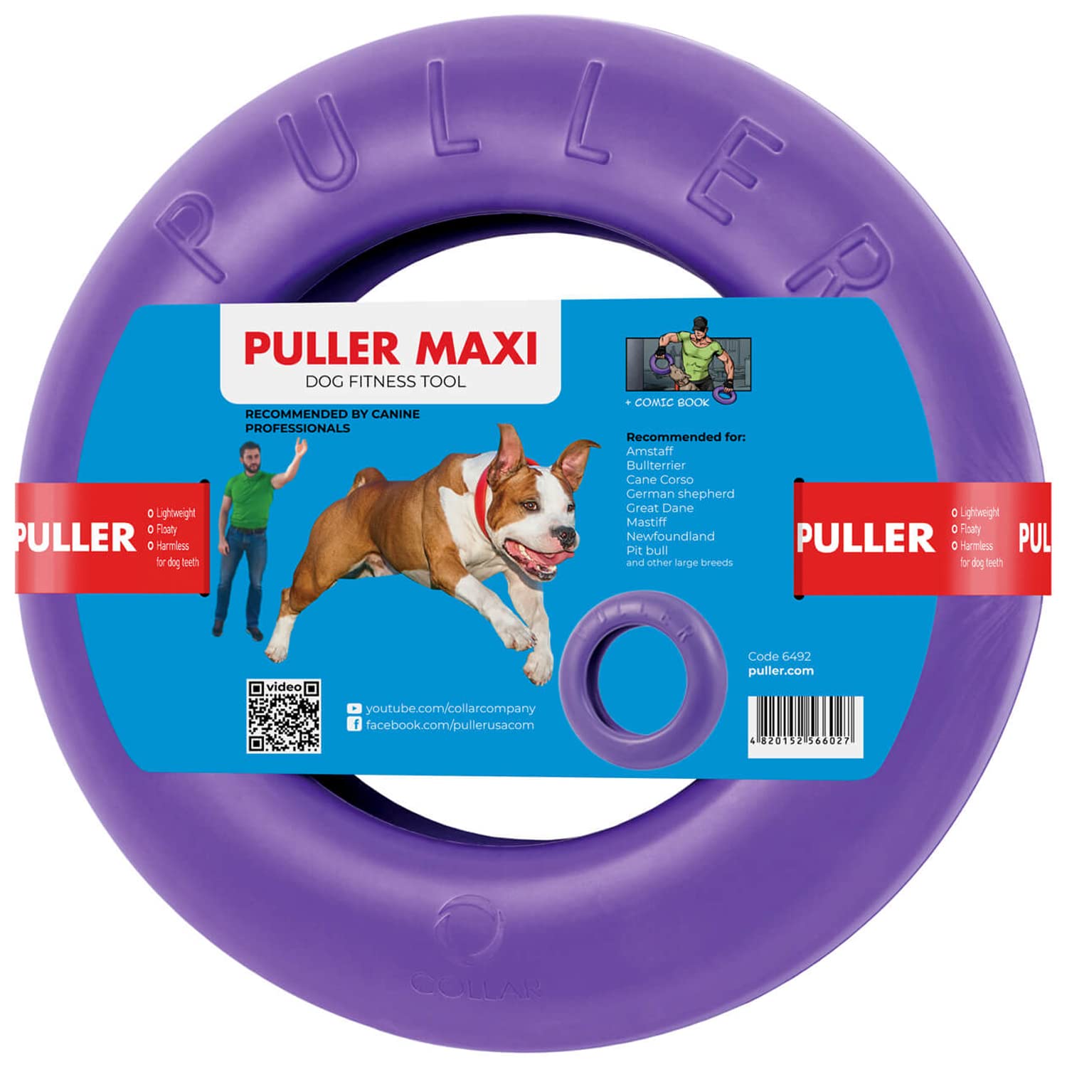 COLLAR Puller Outdoor Ring Toy - Fetch & Tug of War for Small Medium Large Dogs - Ball & Soft Frisbee Alt - Outside Yard Toys - 