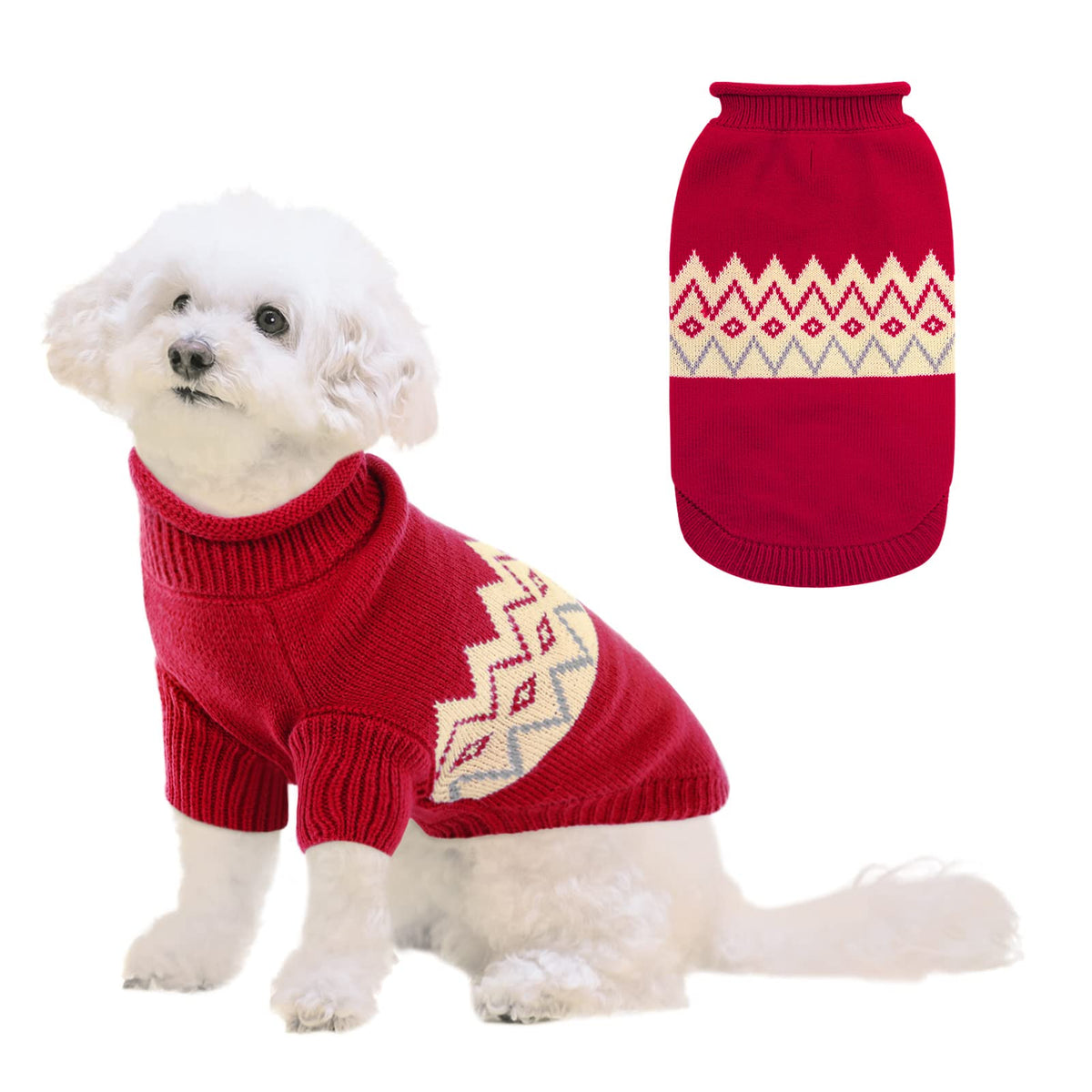 Queenmore Warm Dog Sweater, Soft Pet Knitwear, Knitted Pullover, Vlentines Day Gifts Winter Pet Clothes For Small Medium Dogs Cats