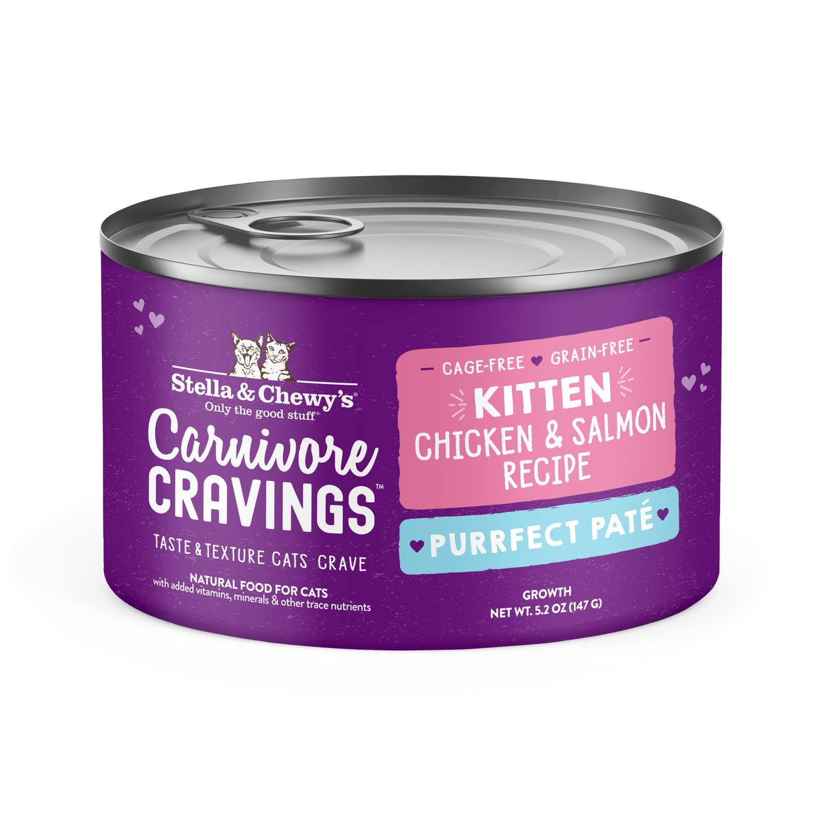 Stella & Chewy’S Carnivore Cravings Purrfect Pate Cans - Grain Free, Protein Rich Wet Cat Food - Cage-Free Chicken & Salmon Kitten Recipe - (5.2 Ounce Cans, Case Of 24)