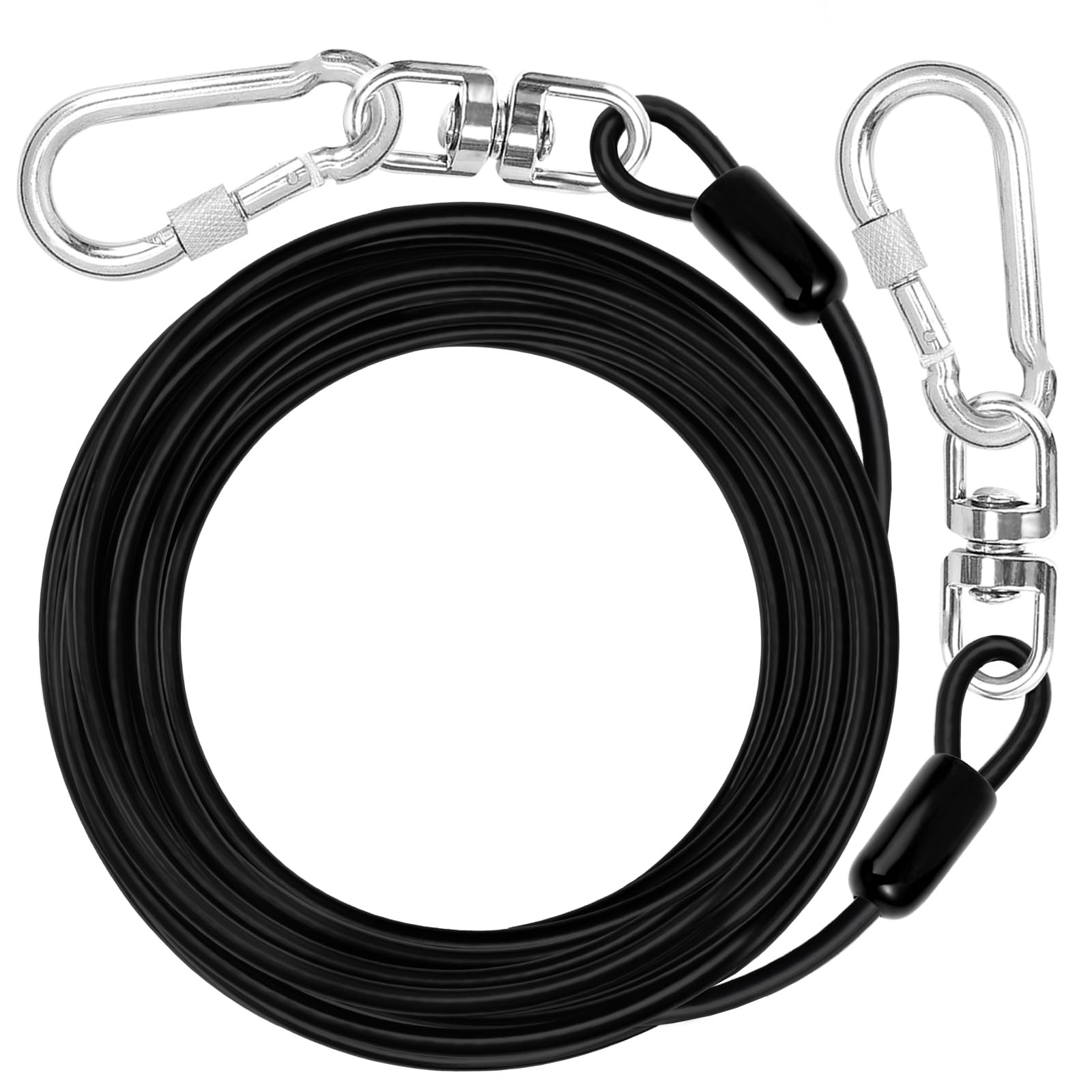 Jenico Dog Tie Out Cable: 25Ft Dog Lead For Yard - Heavy Duty Chain Leash Outside For Small Large Dogs Up To 500 Lbs - Outdoor R