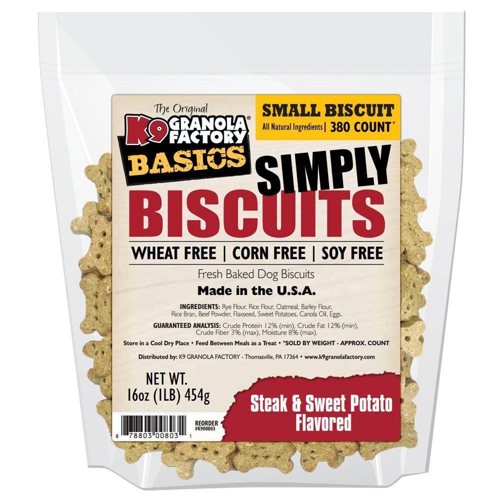 K9 Granola Factory Simply Biscuits With Steak And Sweet Potato, Small 16 Ounces