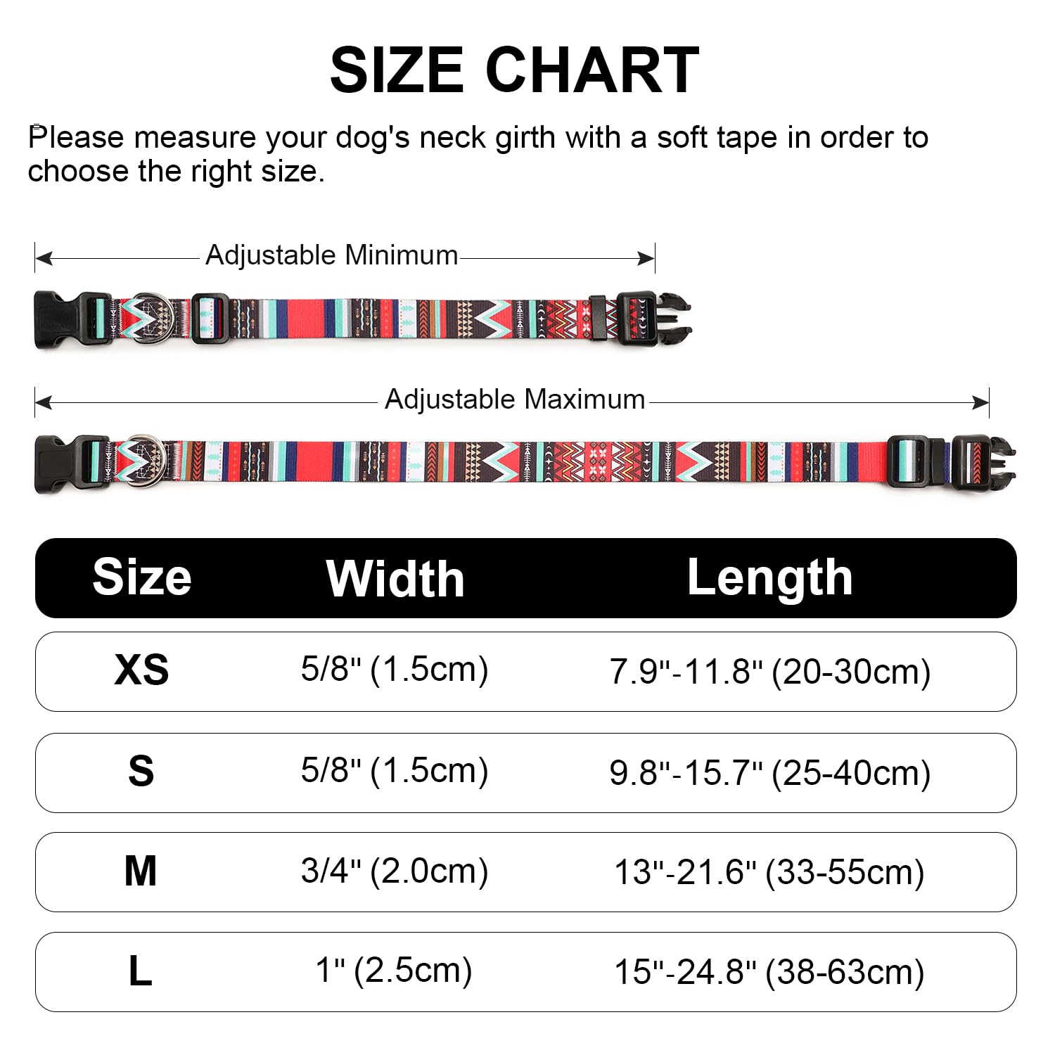 Mercano Adjustable Dog Collar - Special Design Patterns, Soft Nylon Comfortable Durable Pet Collar For Small Medium Large Dogs (S, Tribal Red)
