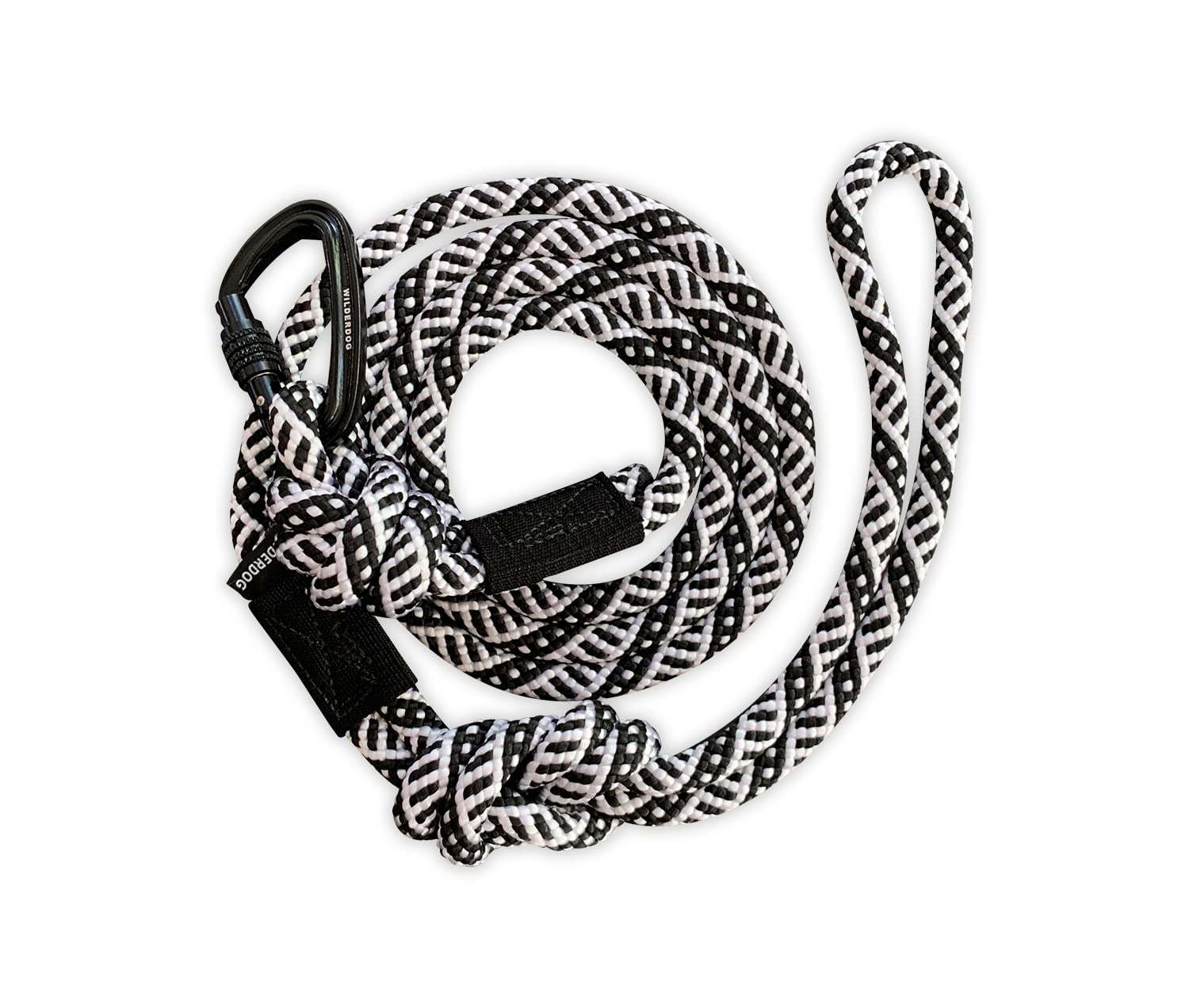 Wilderdog Climbing Rope Small Carabiner Dog Leash Black/White 5 Ft