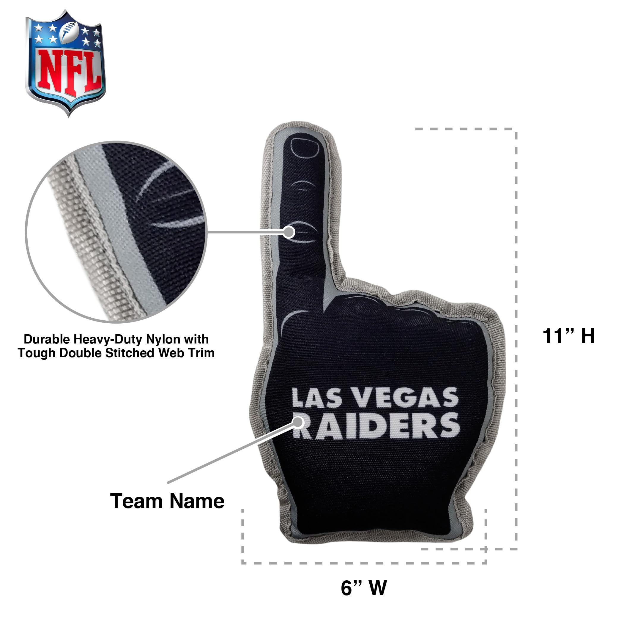 Nfl Las Vegas Raiders #1 Fan Toy For Dogs & Cats. Best Tough Pet Toy With Inner Squeaker