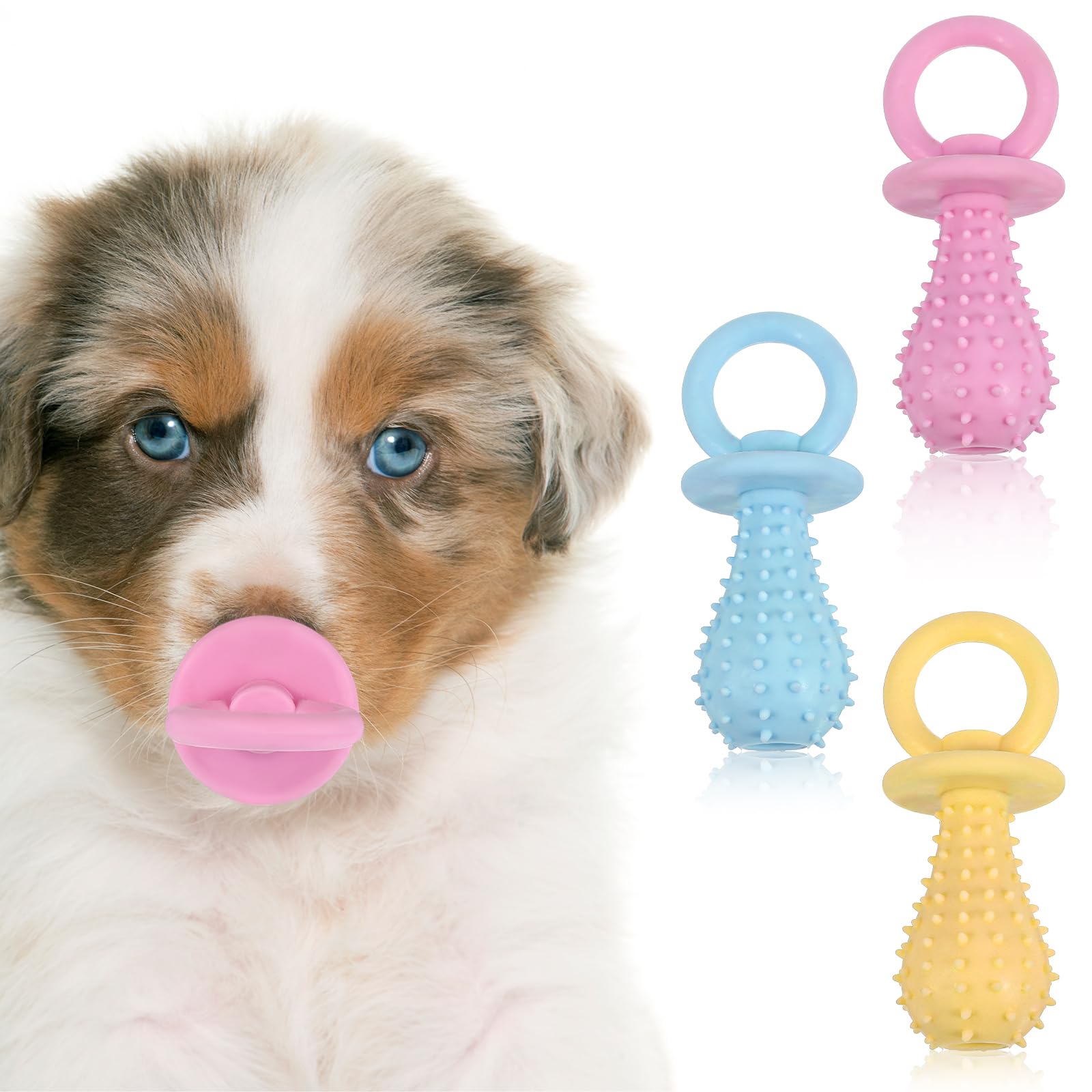 APLZGMG 3Pcs Molar Clean Teeth Rubber Toy, Dog Chew Toys for Aggressive Chewers, Rubber Pacifier Chewing Playing Training Toys f