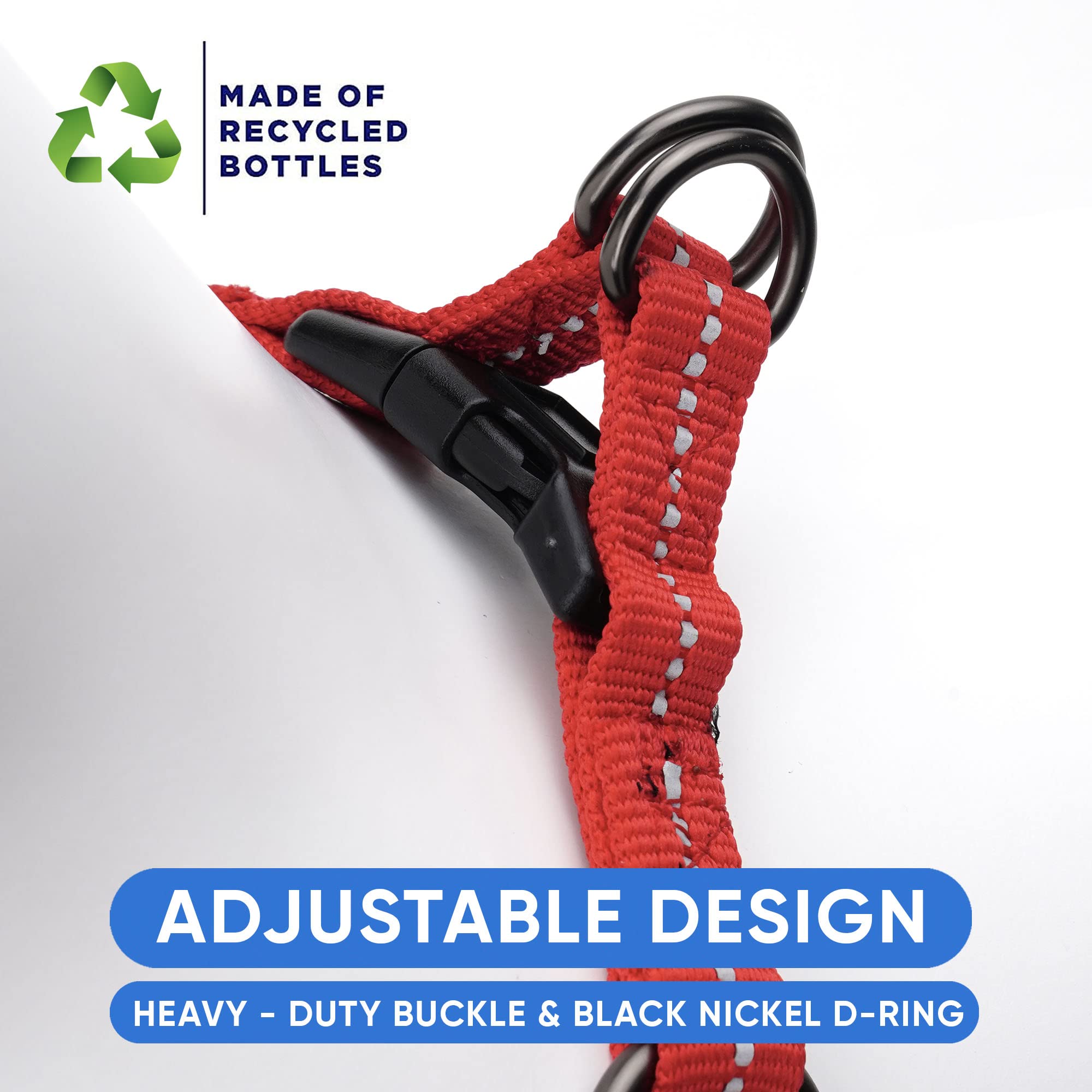 Pawtitas Recycled Dog Harness With Reflective Stitched A Puppy Harness Made From Plastic Bottles Collected From Oceans Large Red