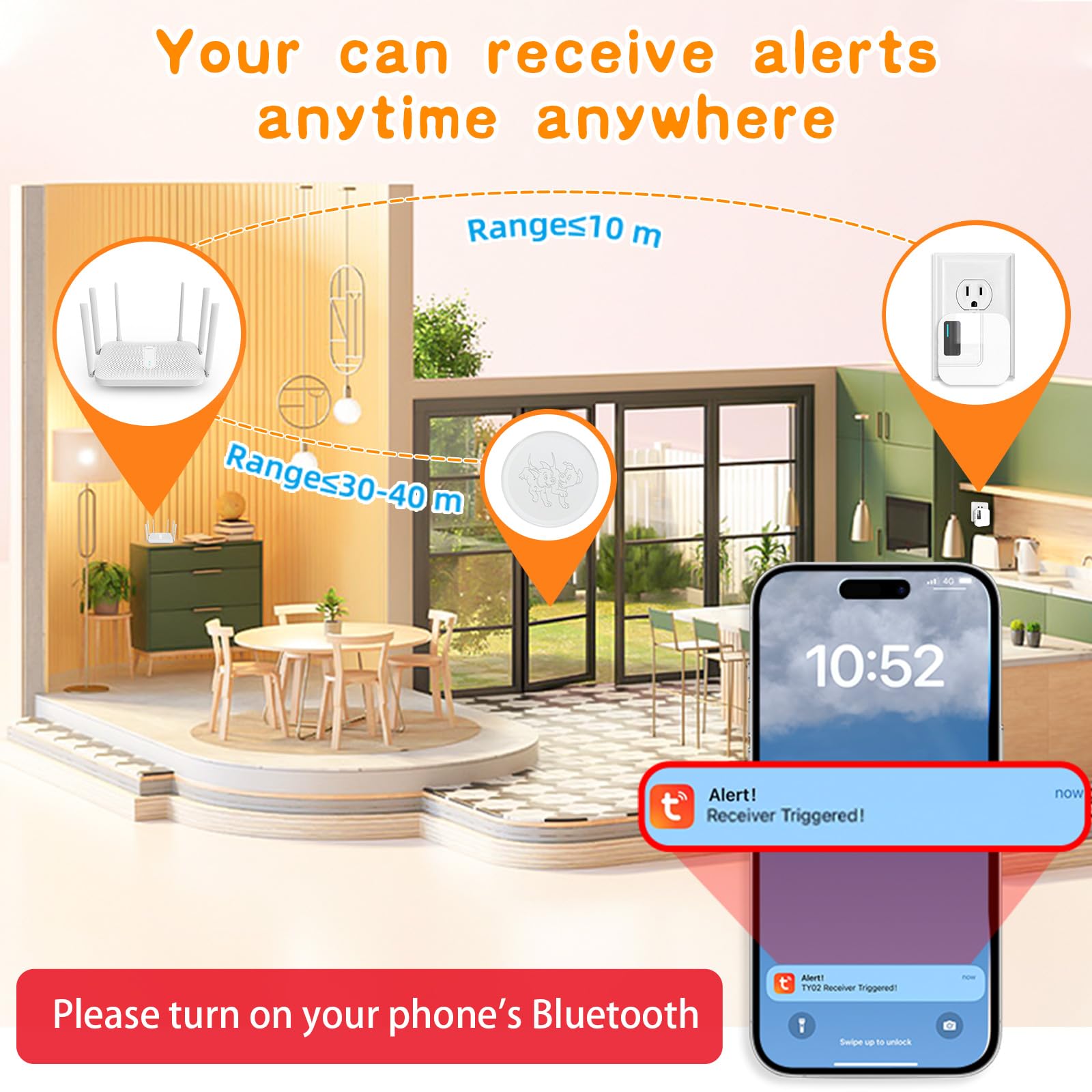 Chunhee Smart Dog Door Bell For Potty Training Wifi Doggie Doorbell -Train Your Dogs Go Outside Dog Bells And Waterproof Touch B